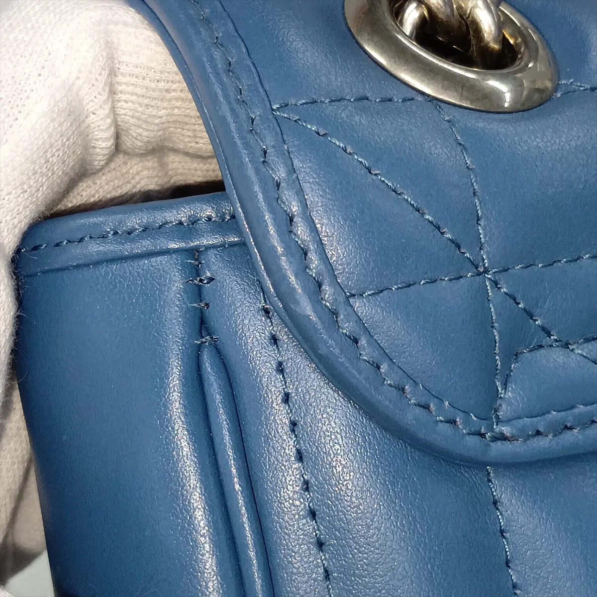 GG Marmont Leather Chain Shoulder Bag, Blue, 443497 — view 13