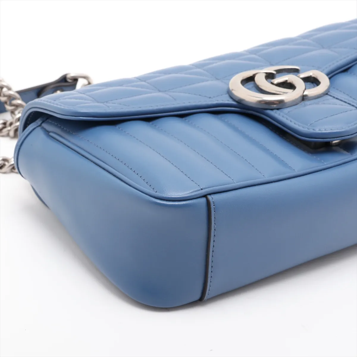 GG Marmont Leather Chain Shoulder Bag, Blue, 443497 — view 4