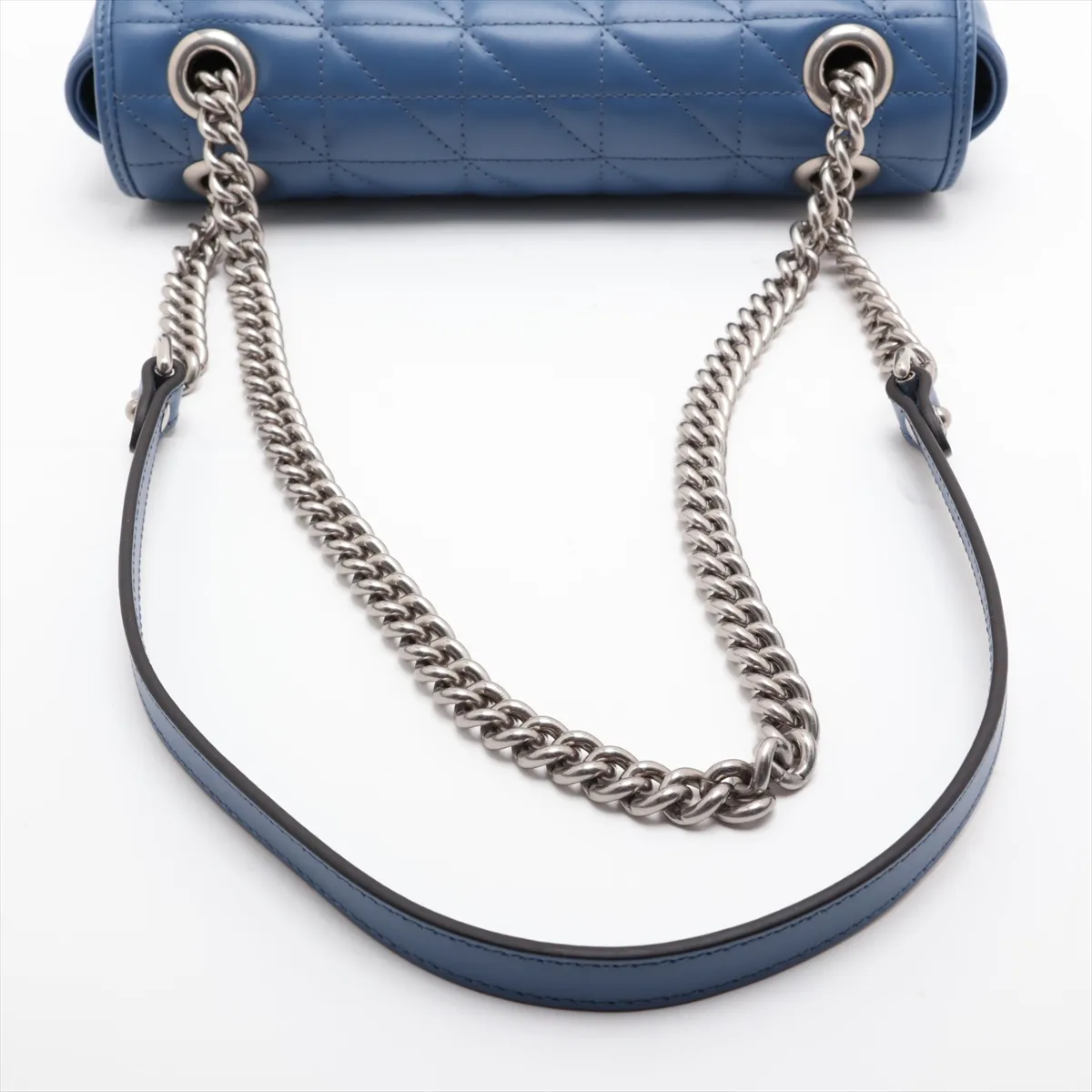 GG Marmont Leather Chain Shoulder Bag, Blue, 443497 — view 5