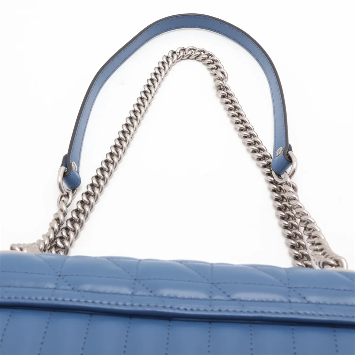 GG Marmont Leather Chain Shoulder Bag, Blue, 443497 — view 6