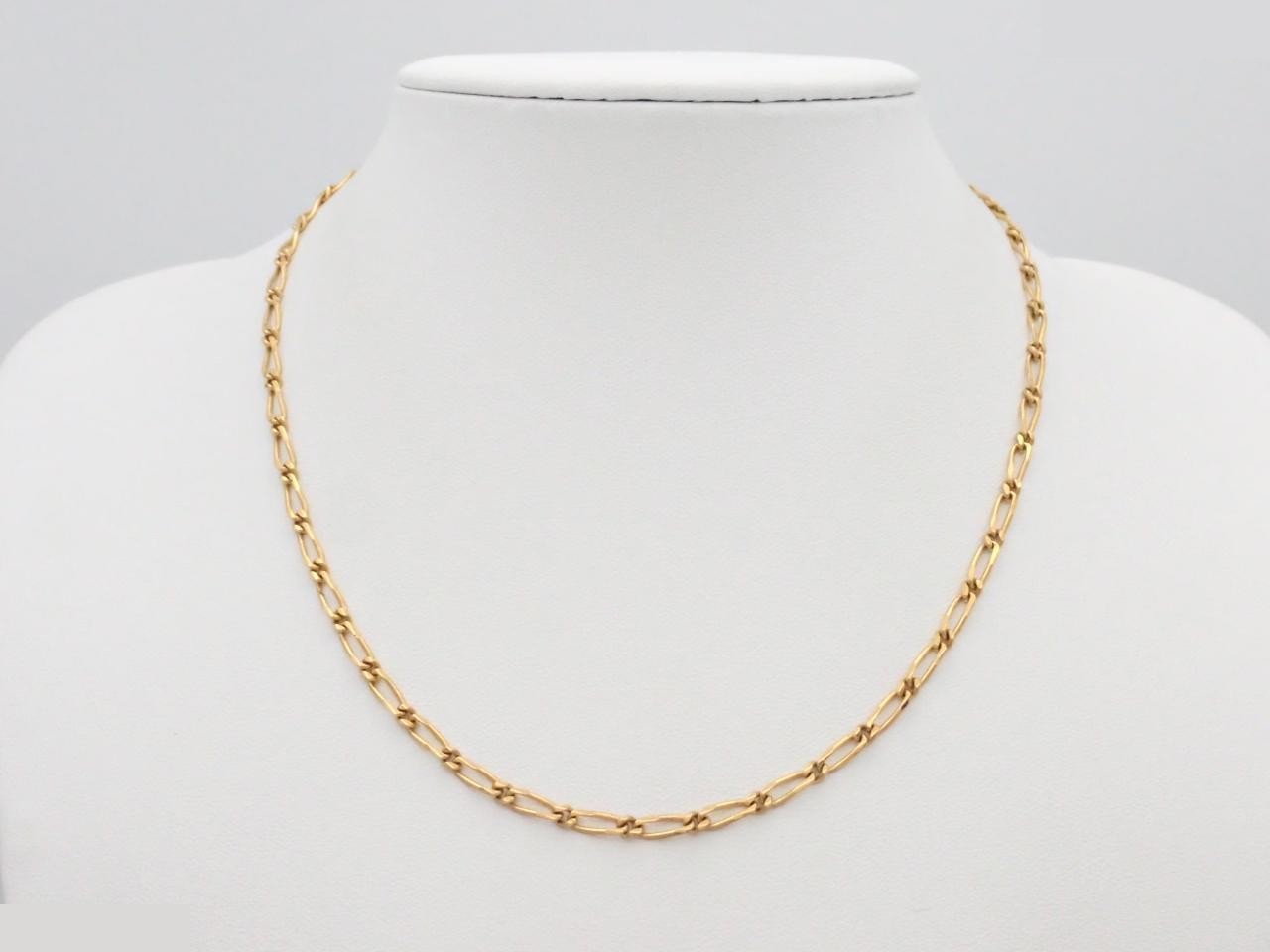 1982 stamped gold chain Cuban link necklace, neck circumference approximately 42cm — view 3