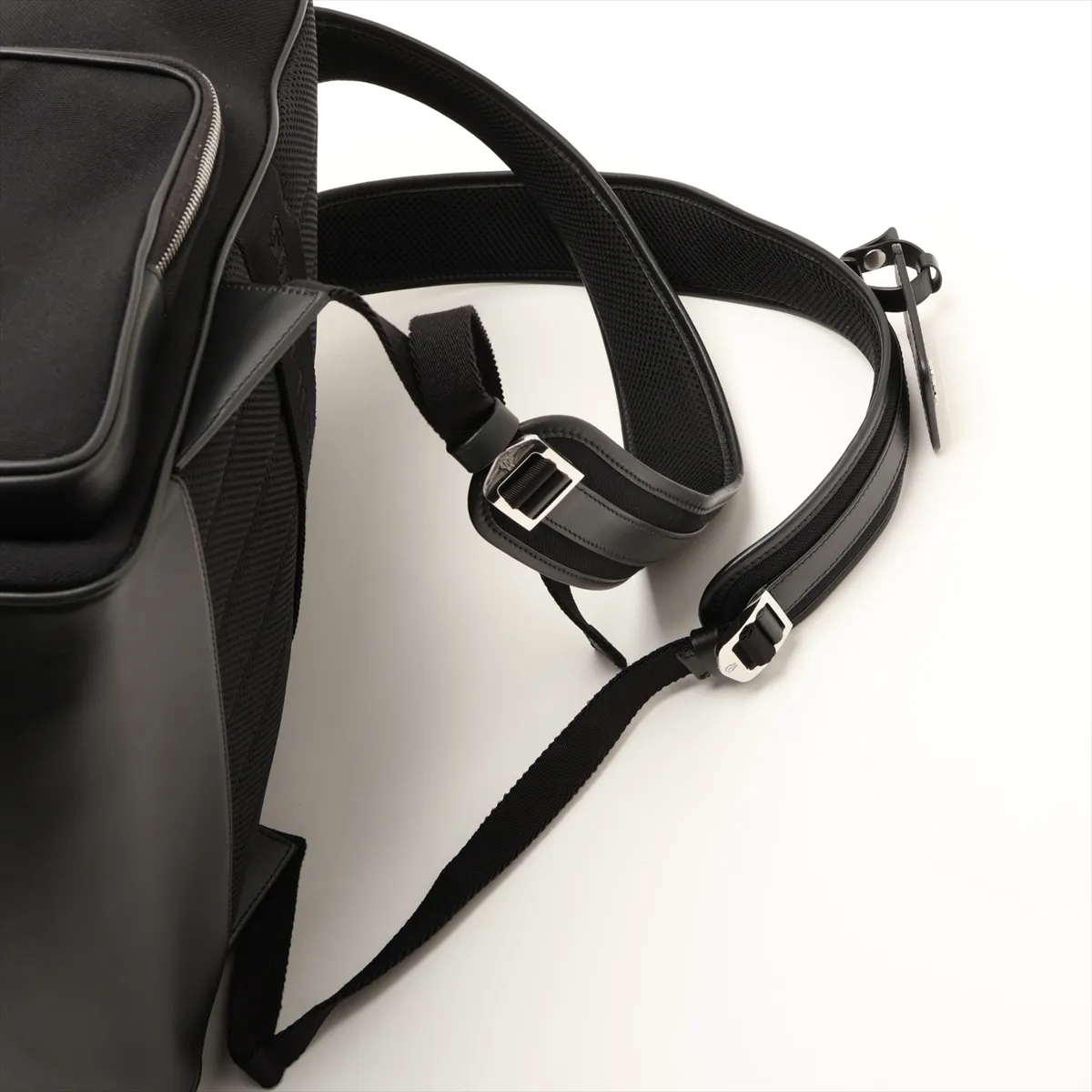 Flap Backpack Large Canvas x Leather Backpack/Rucksack Black with Initials — view 6
