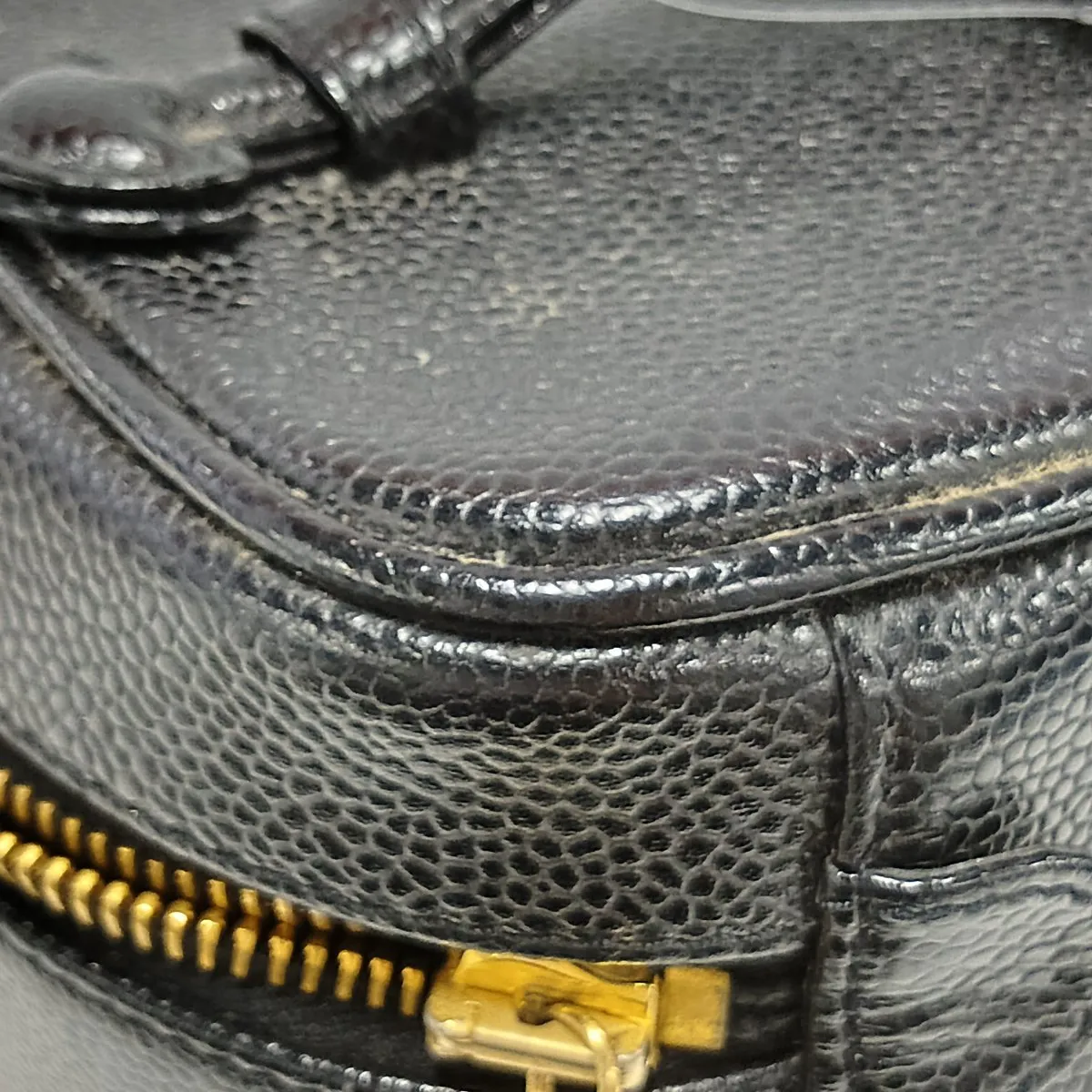 Coco Mark Caviar Skin Vanity Bag, Black with Gold Hardware — view 11