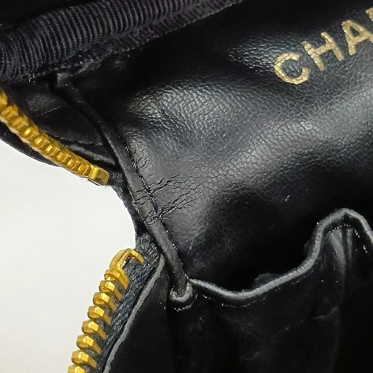 Coco Mark Caviar Skin Vanity Bag, Black with Gold Hardware — view 14