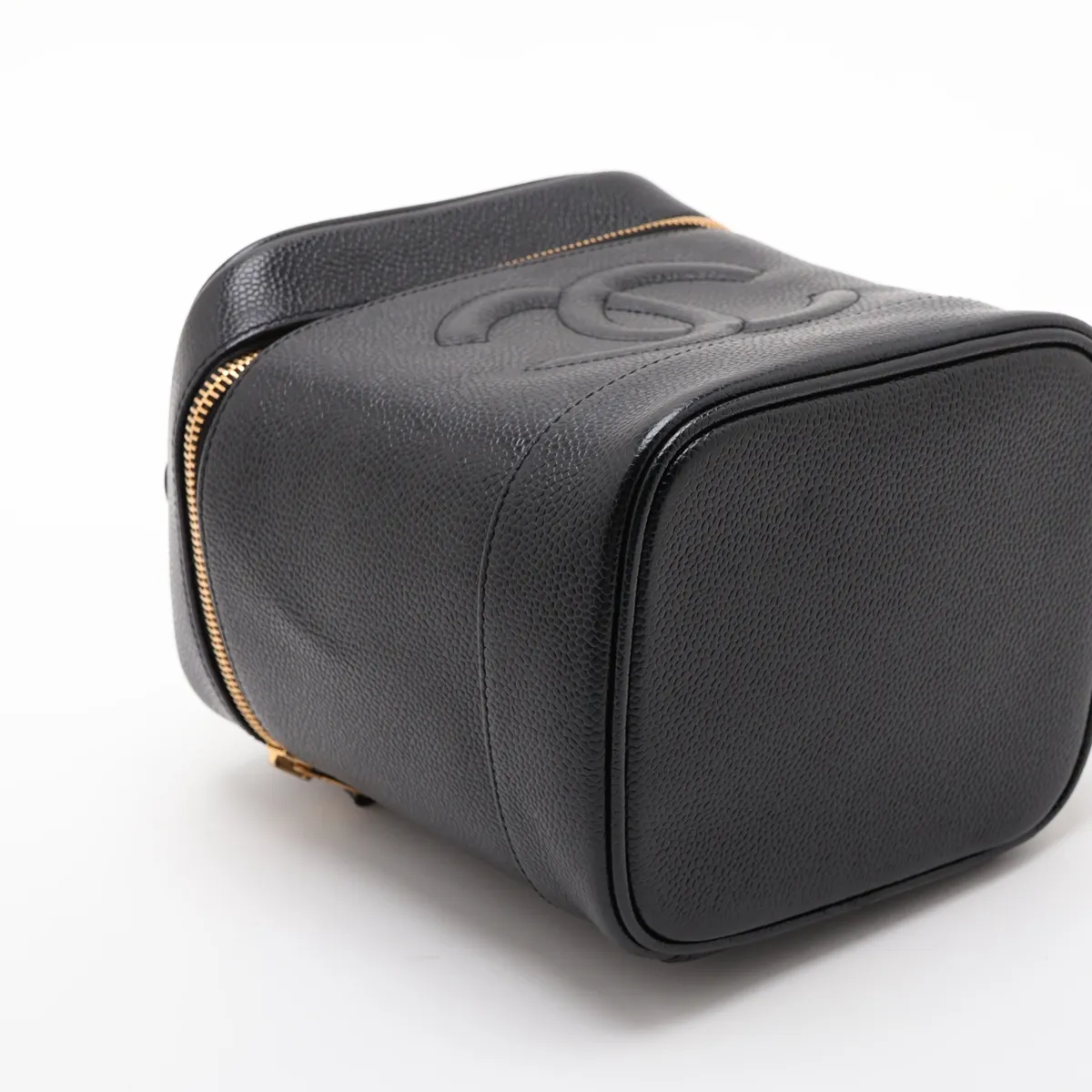 Coco Mark Caviar Skin Vanity Bag, Black with Gold Hardware — view 4