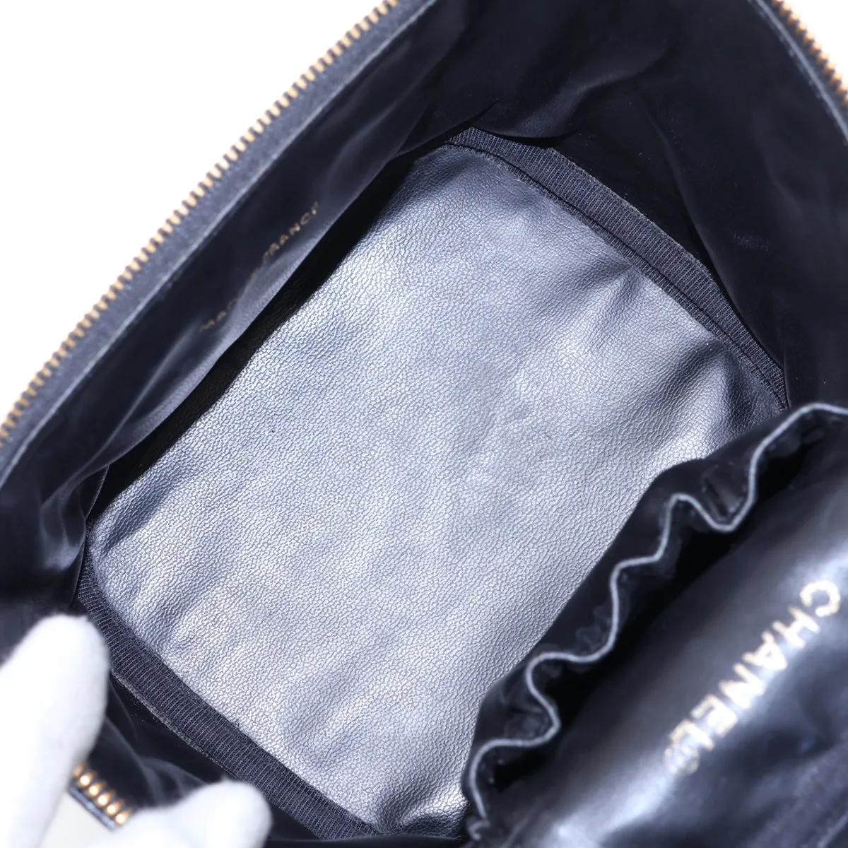 Coco Mark Caviar Skin Vanity Bag, Black with Gold Hardware — view 7