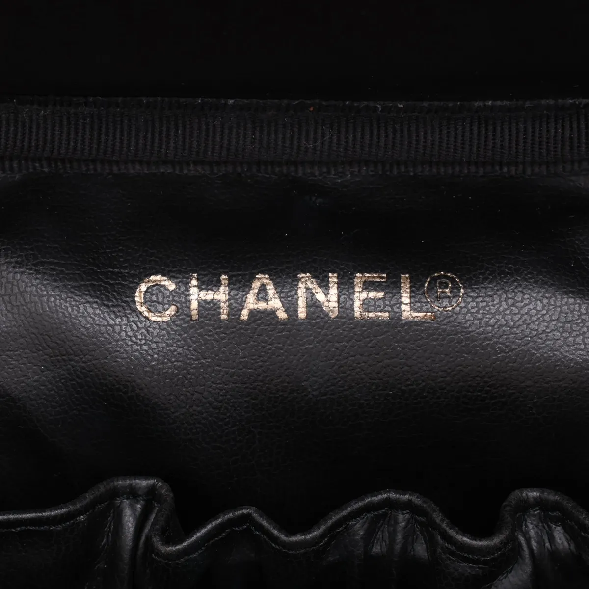 Coco Mark Caviar Skin Vanity Bag, Black with Gold Hardware — view 9