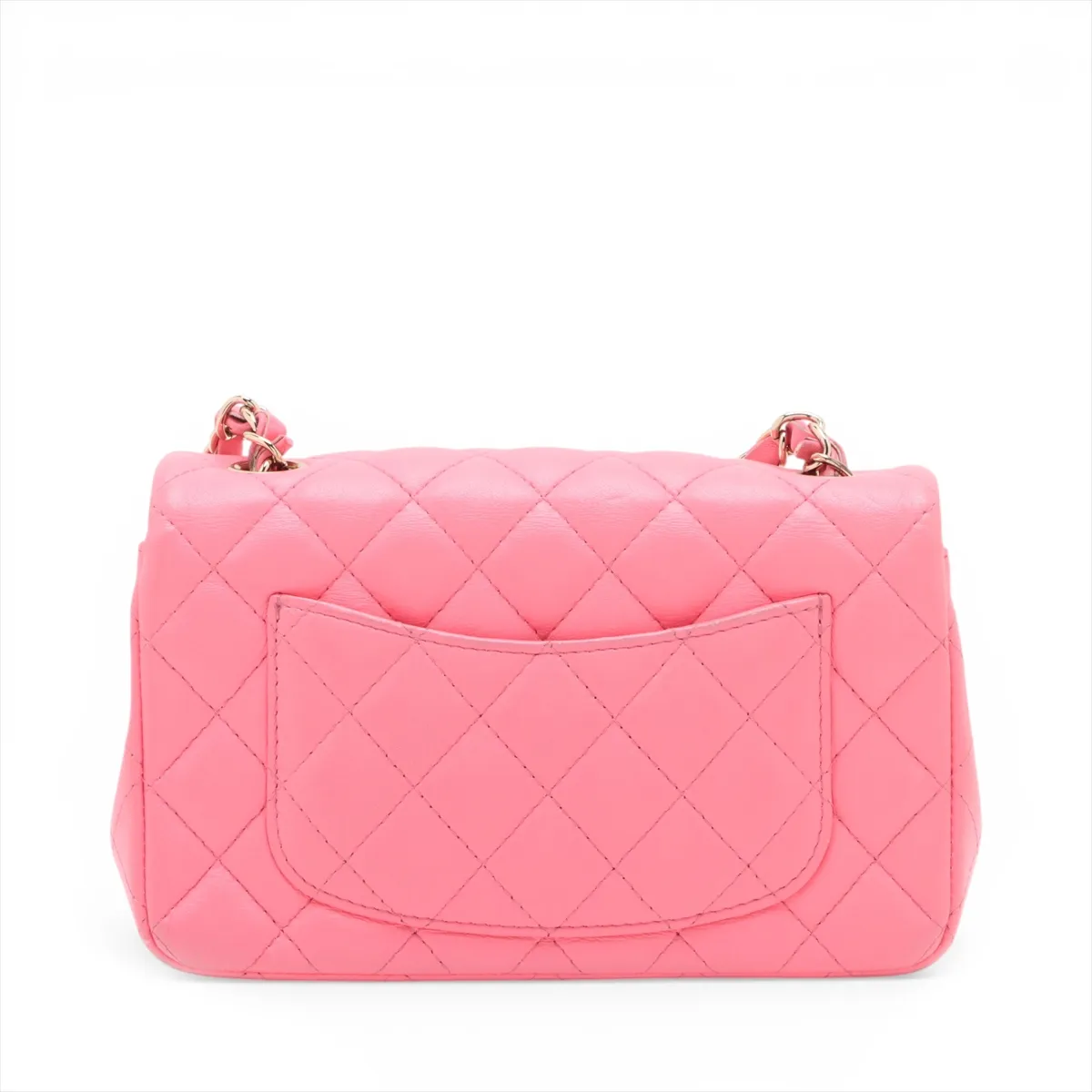 Mini Matelassé 20 Lambskin Single Flap Single Chain Bag, Pink with Gold Hardware, U7K65E6A, Random Plate, A69900 — view 2