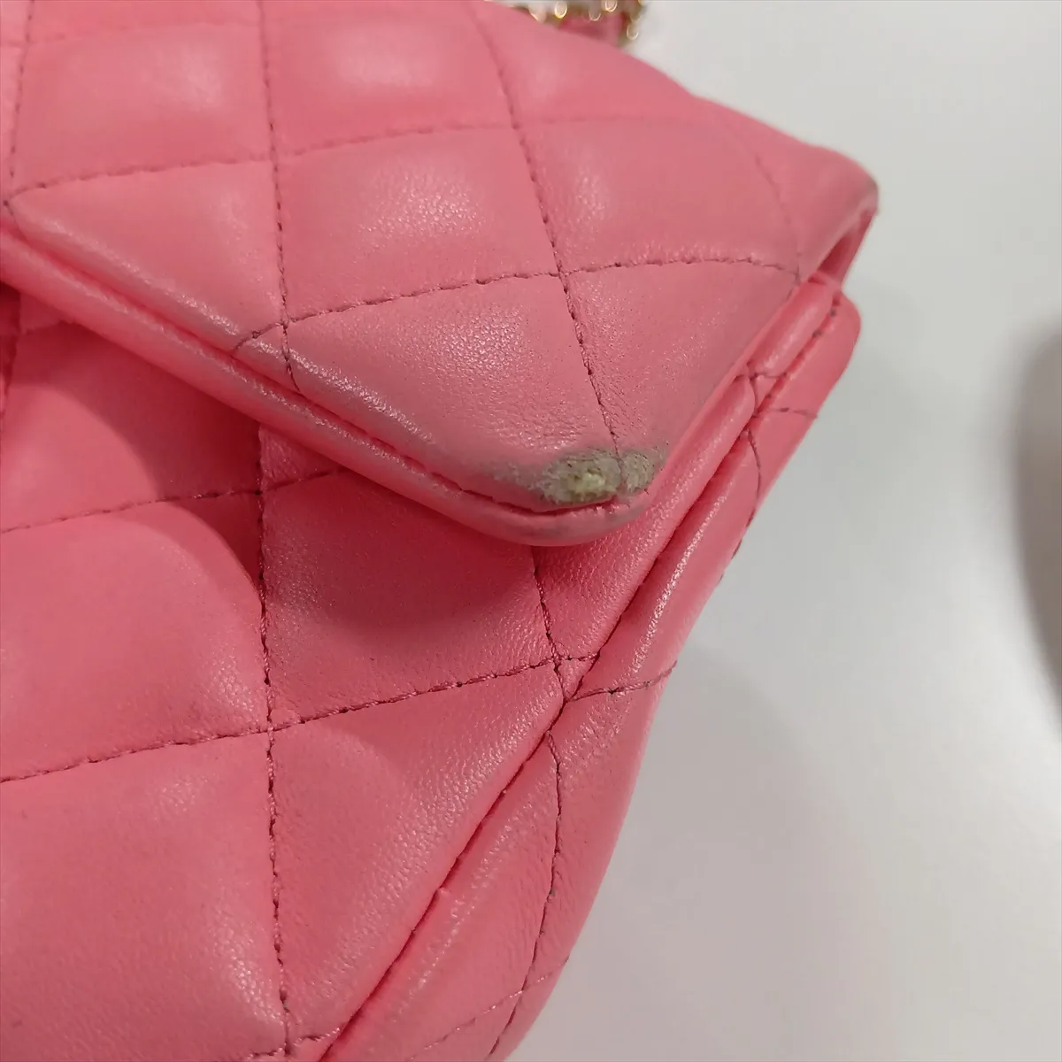 Mini Matelassé 20 Lambskin Single Flap Single Chain Bag, Pink with Gold Hardware, U7K65E6A, Random Plate, A69900 — view 12