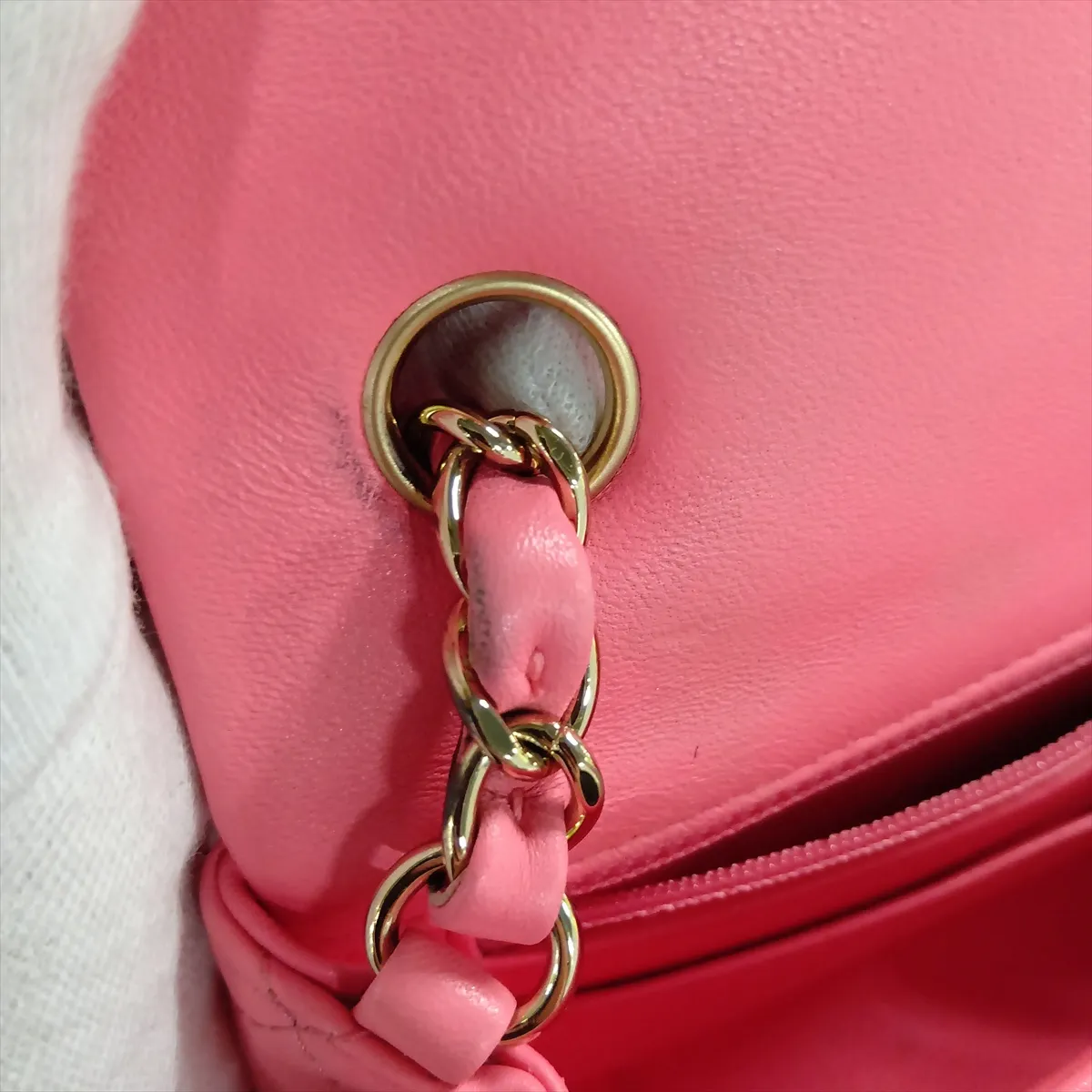 Mini Matelassé 20 Lambskin Single Flap Single Chain Bag, Pink with Gold Hardware, U7K65E6A, Random Plate, A69900 — view 13