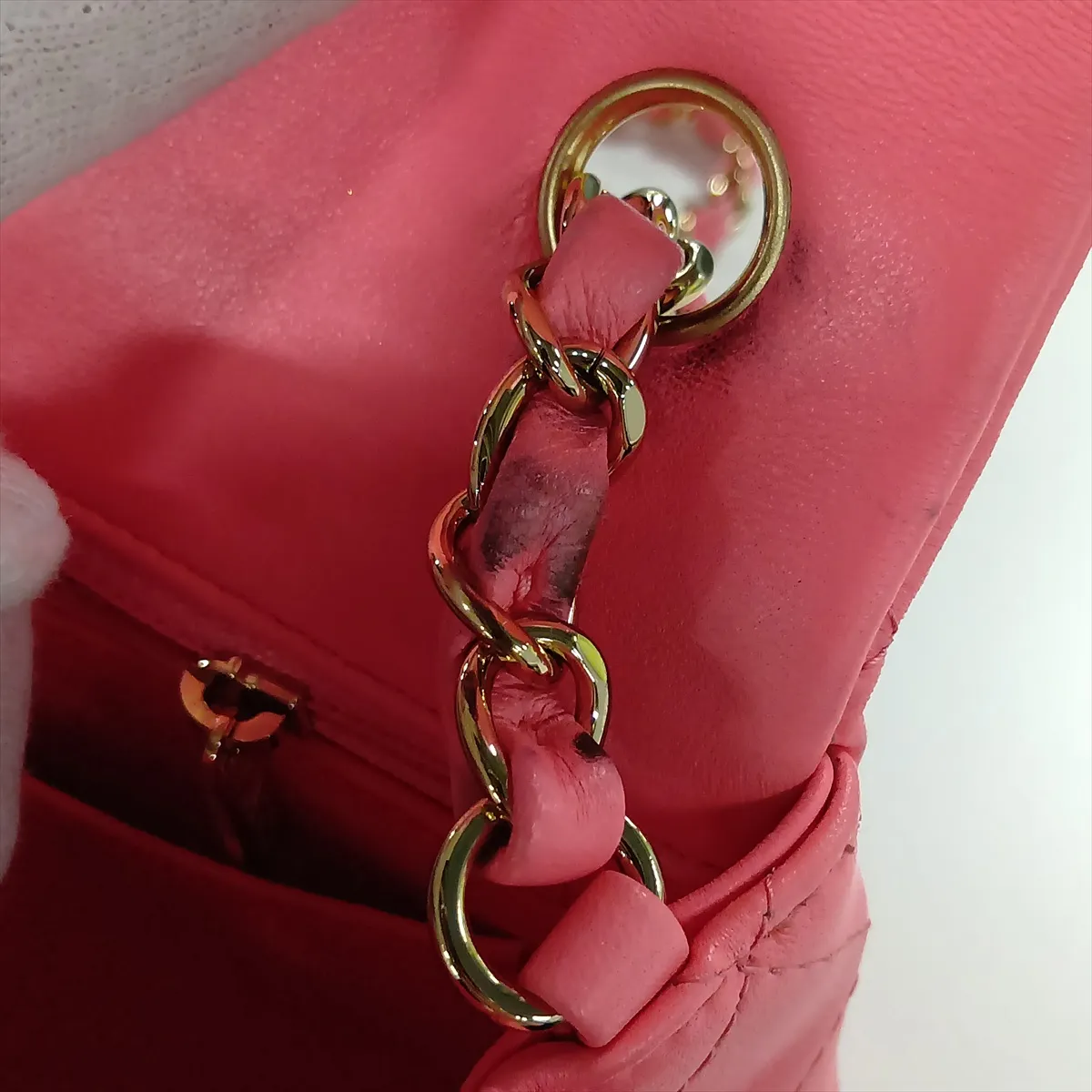 Mini Matelassé 20 Lambskin Single Flap Single Chain Bag, Pink with Gold Hardware, U7K65E6A, Random Plate, A69900 — view 14