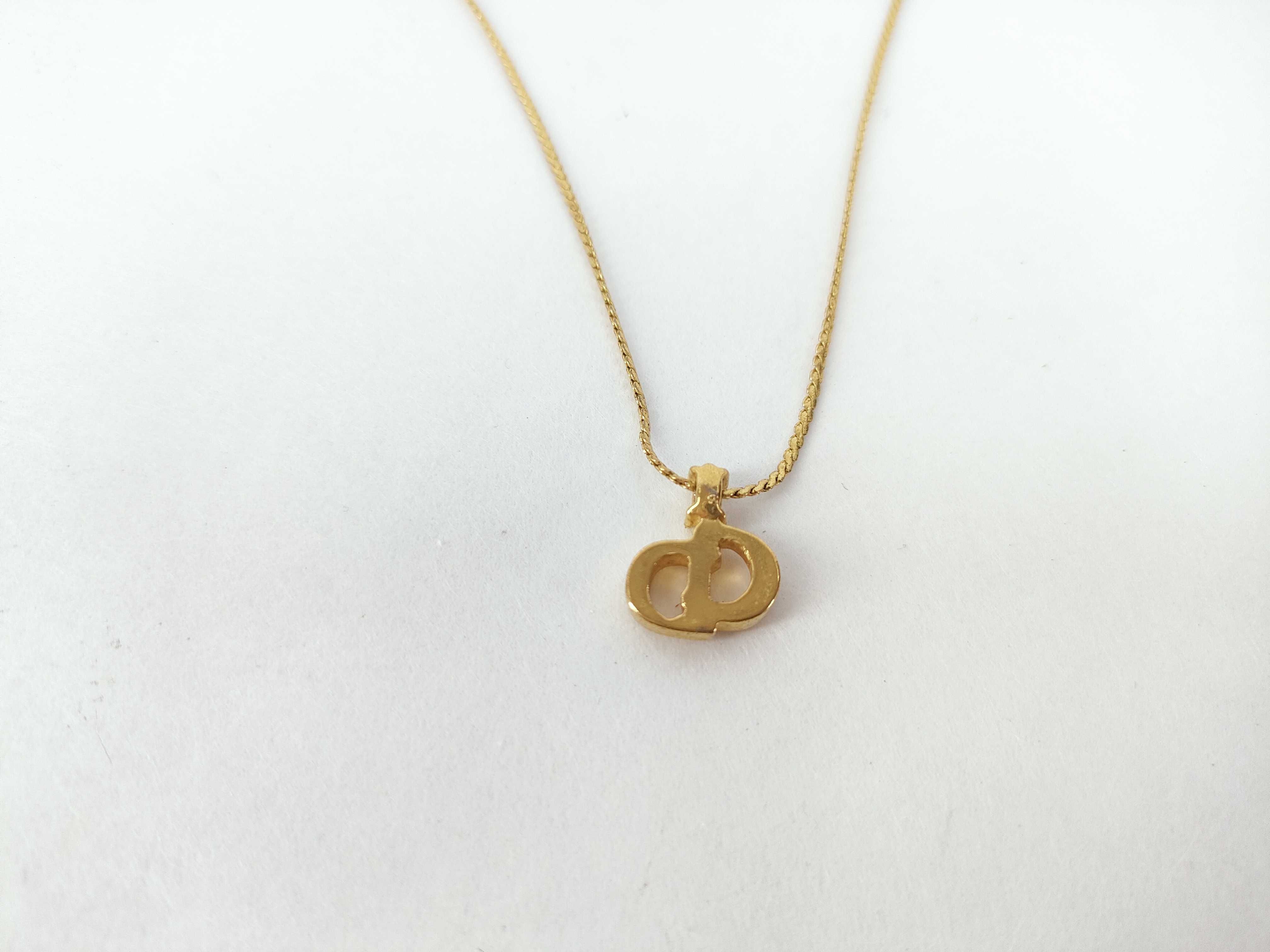 CD Logo Rhinestone Gold Necklace — view 2