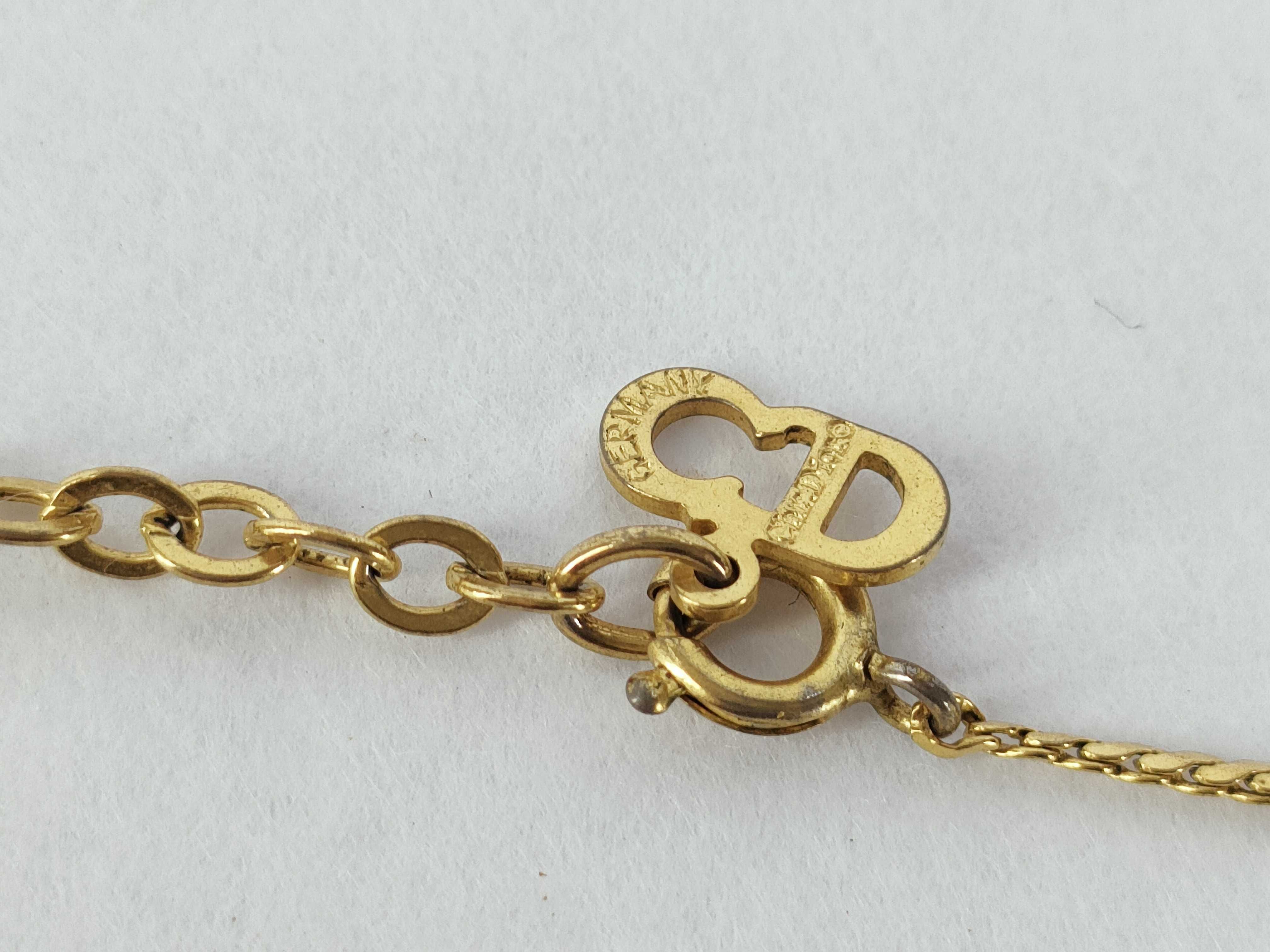 CD Logo Rhinestone Gold Necklace — view 4