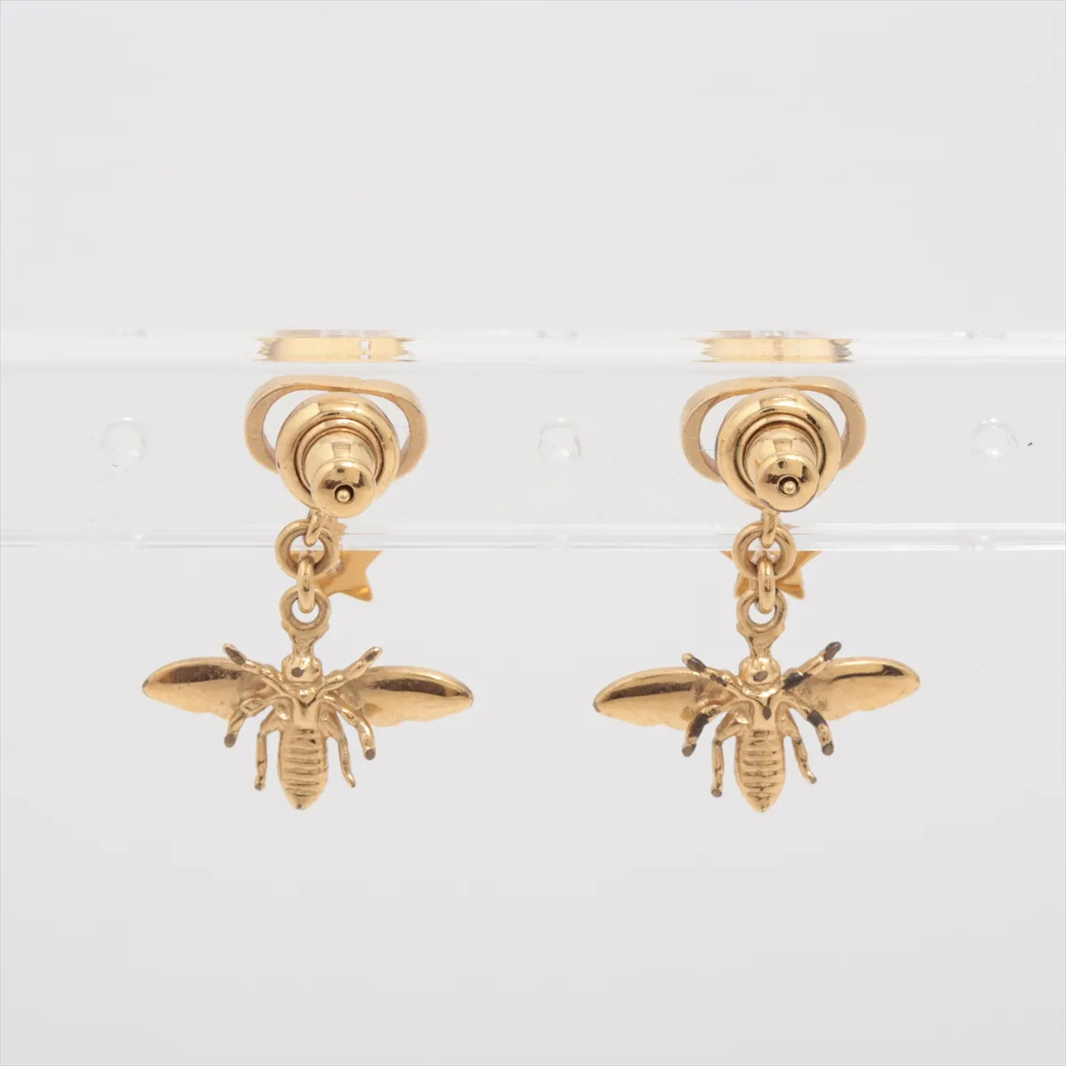 Petit CD earrings (for both ears), GP x rhinestone, gold, — view 2