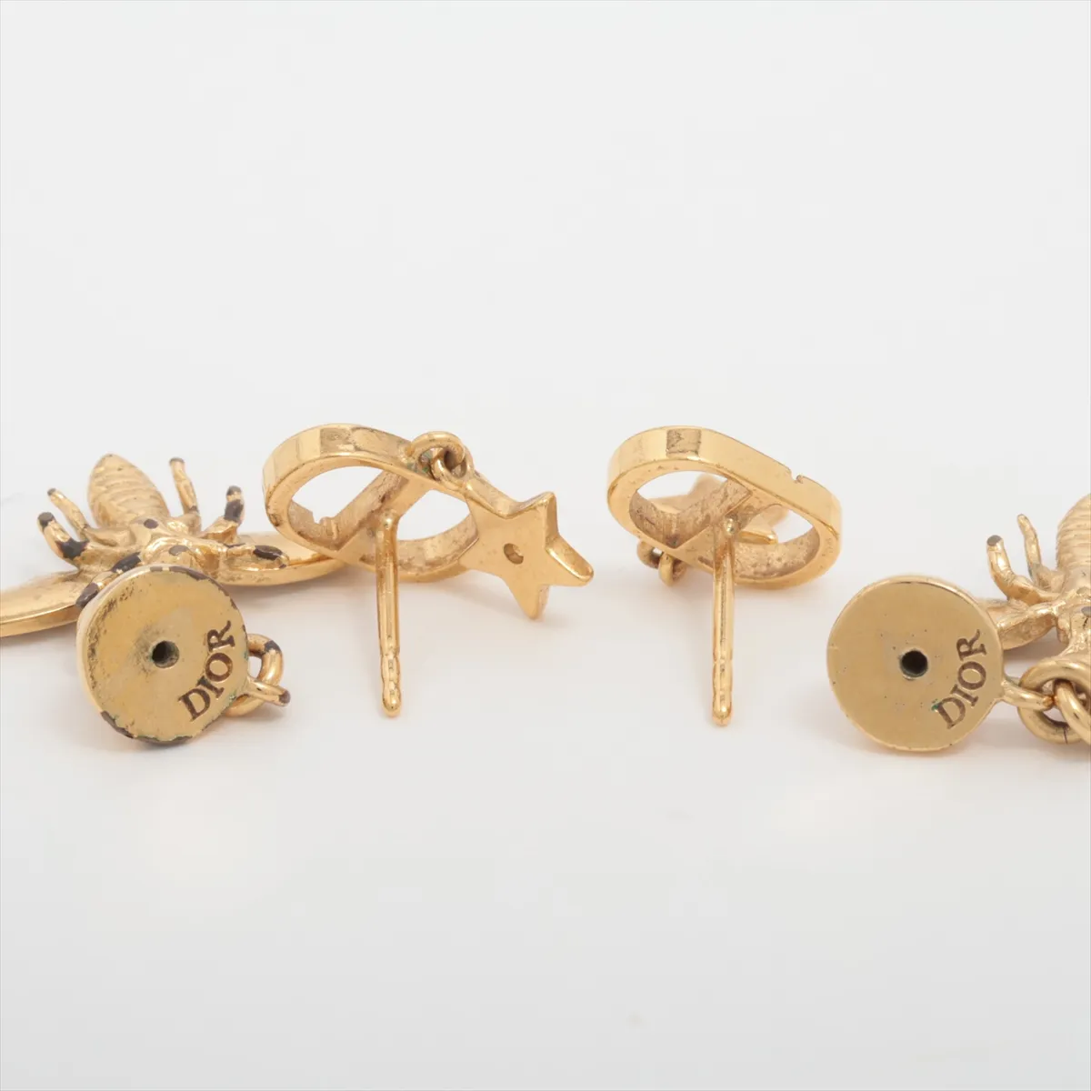 Petit CD earrings (for both ears), GP x rhinestone, gold, — view 4
