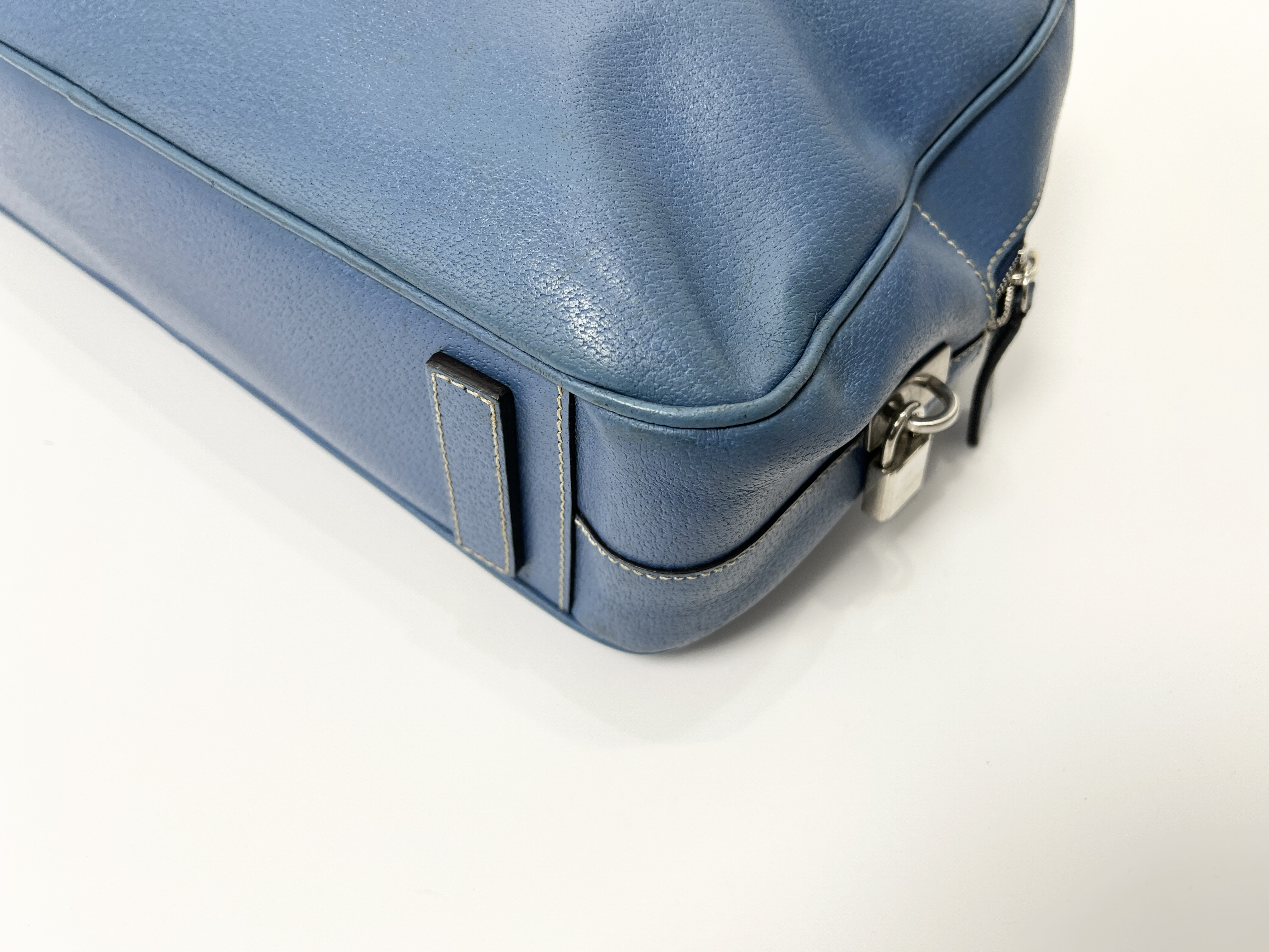 Triangle Logo Leather Boston Bag Briefcase Business Bag Handbag — view 13