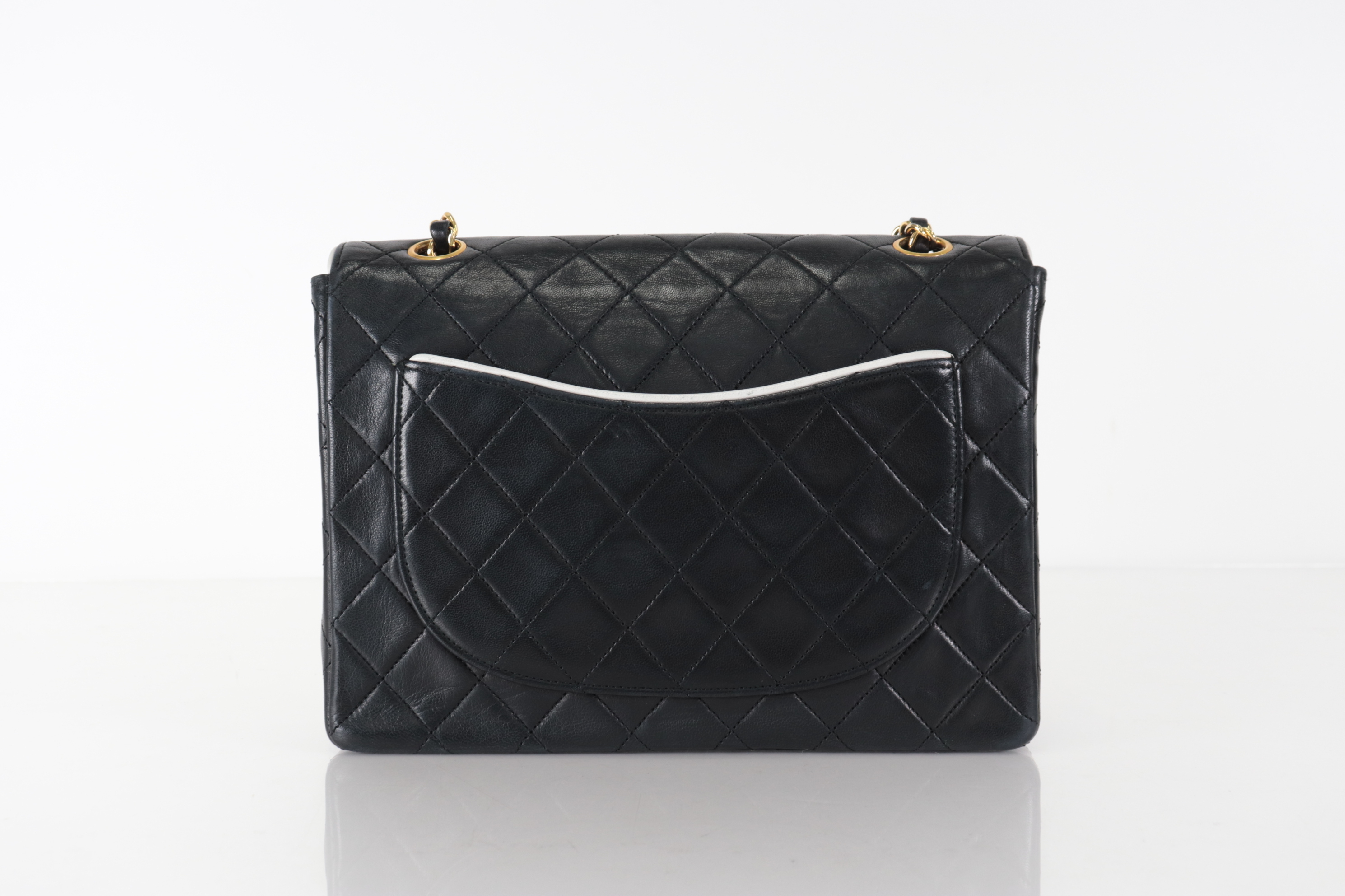 Matelassé Lambskin Bicolor Chain Shoulder Bag, Black x White, Series 2 — view 2