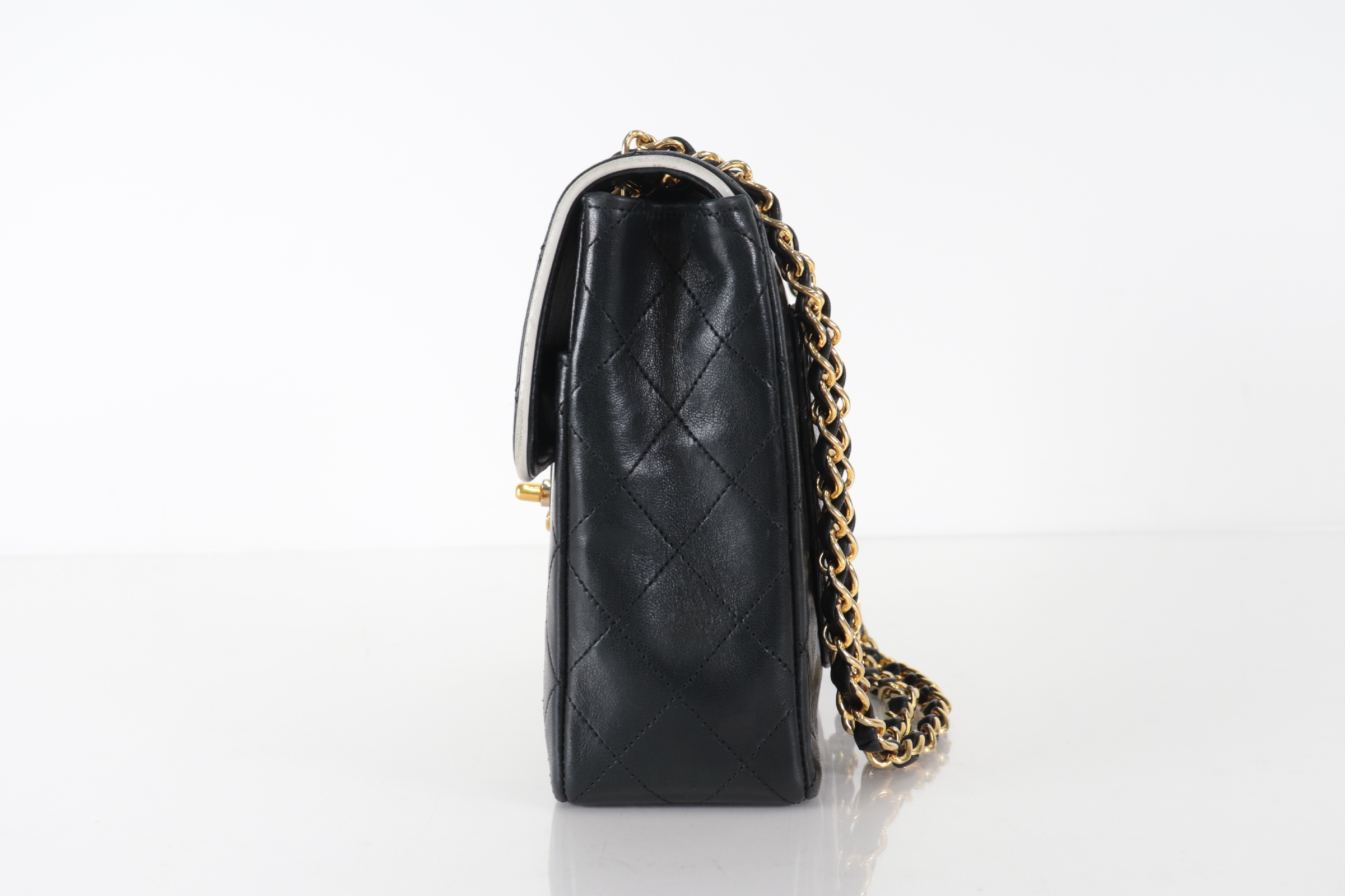 Matelassé Lambskin Bicolor Chain Shoulder Bag, Black x White, Series 2 — view 4