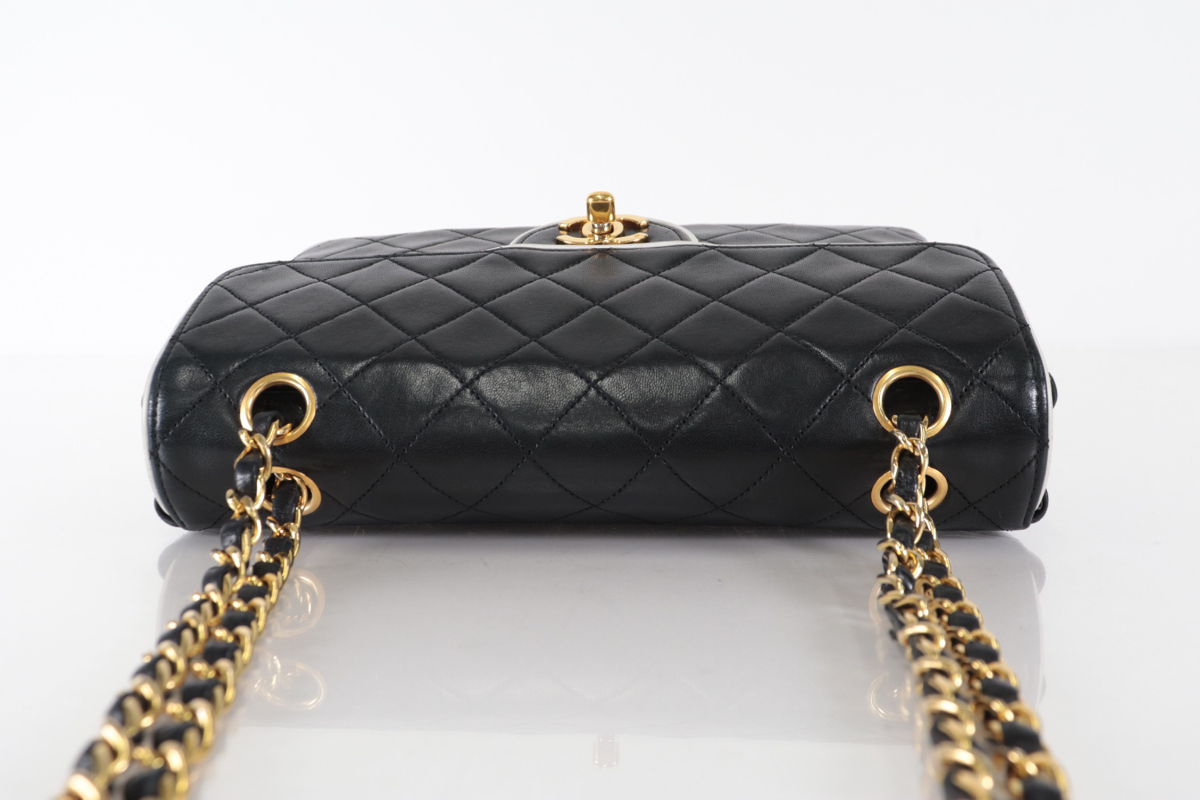 Matelassé Lambskin Bicolor Chain Shoulder Bag, Black x White, Series 2 — view 5