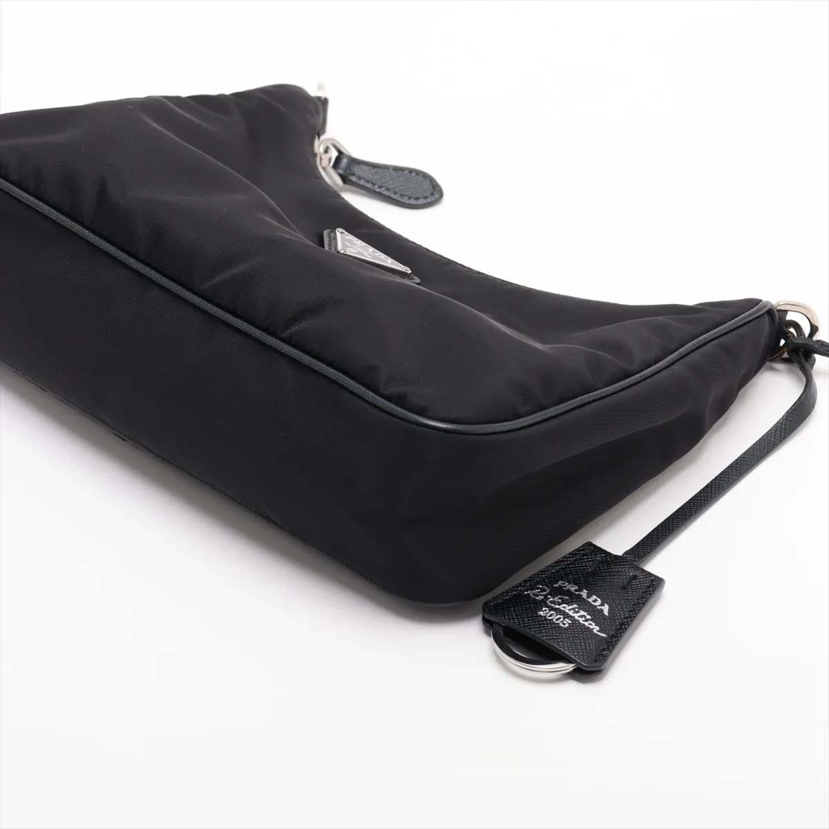 Tessuto Nylon x Leather 2-Way Shoulder Bag, Black, Clochette Strap Torn — view 3