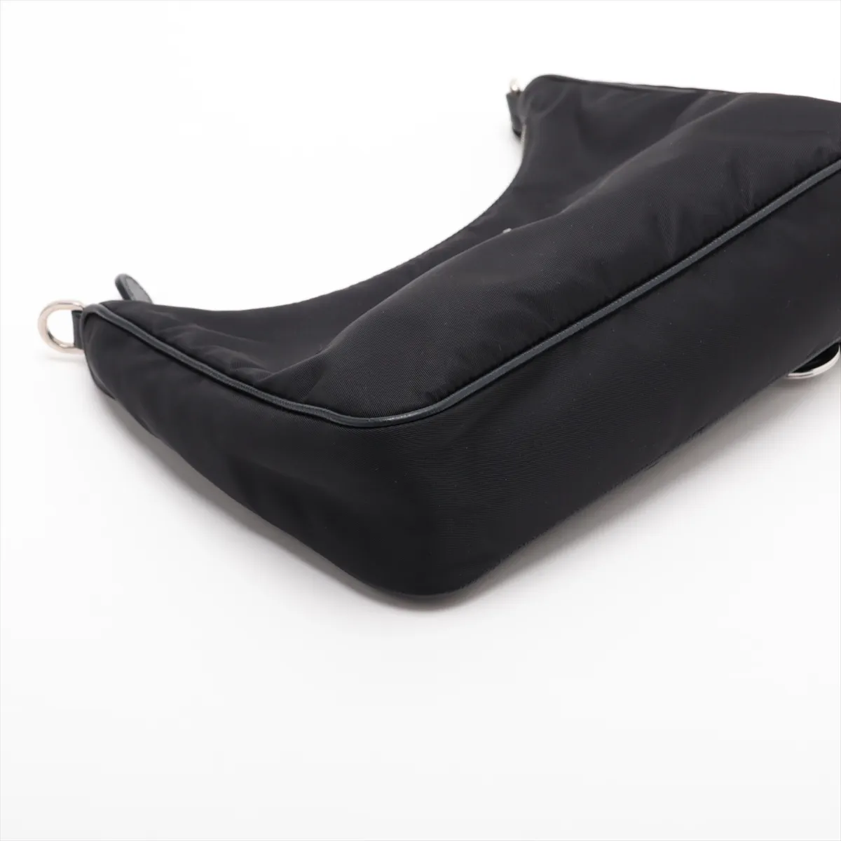 Tessuto Nylon x Leather 2-Way Shoulder Bag, Black, Clochette Strap Torn — view 4