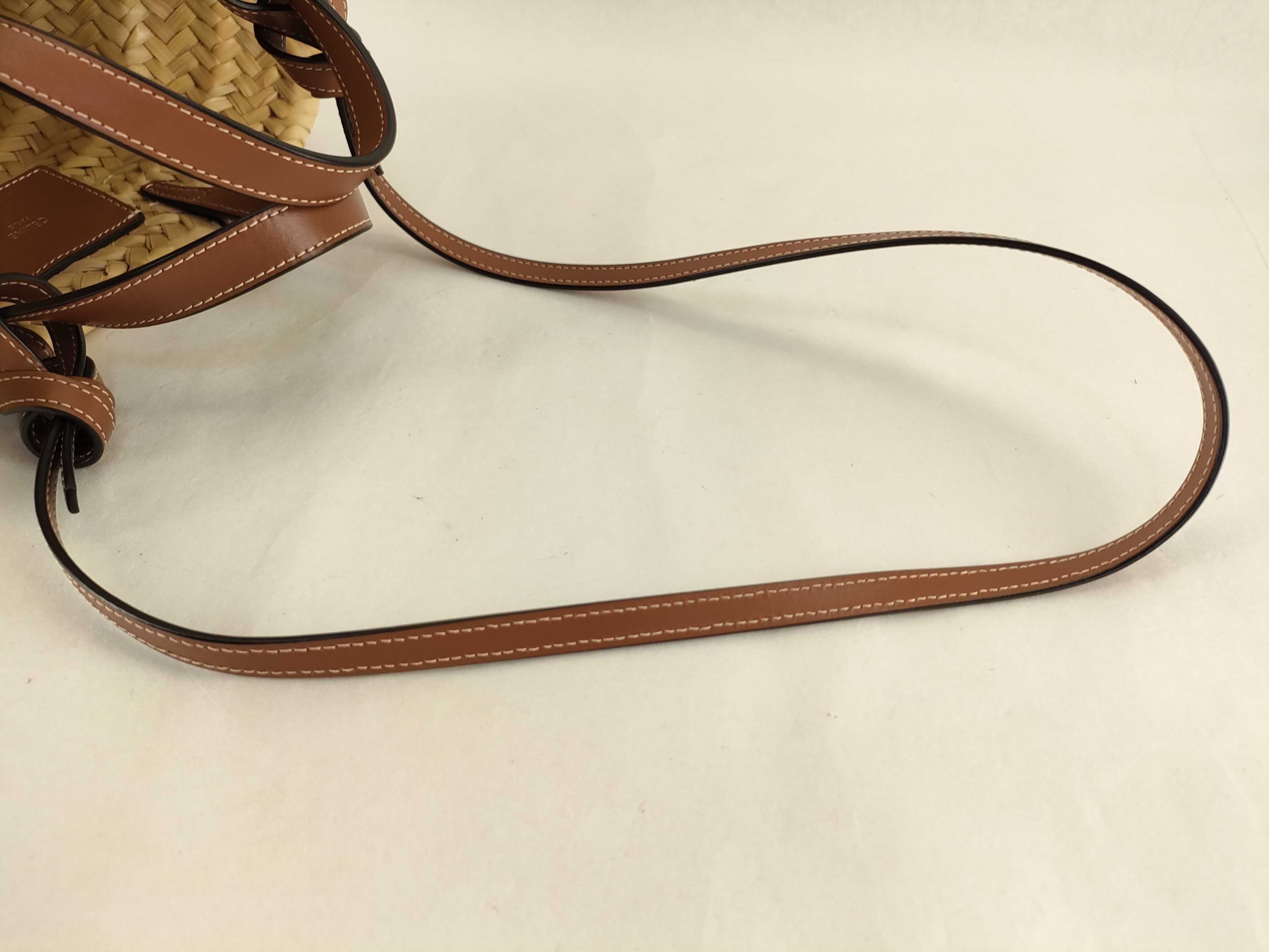 Triomphe Basket Raffia x Leather Basket Bag Brown Handbag — view 6