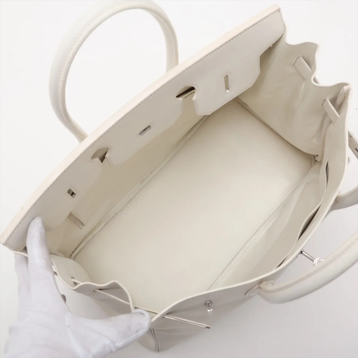 [Individually packaged] Hermes Birkin 35 Retourne Veau Gulliver White Silver Hardware A: 1997 — view 7