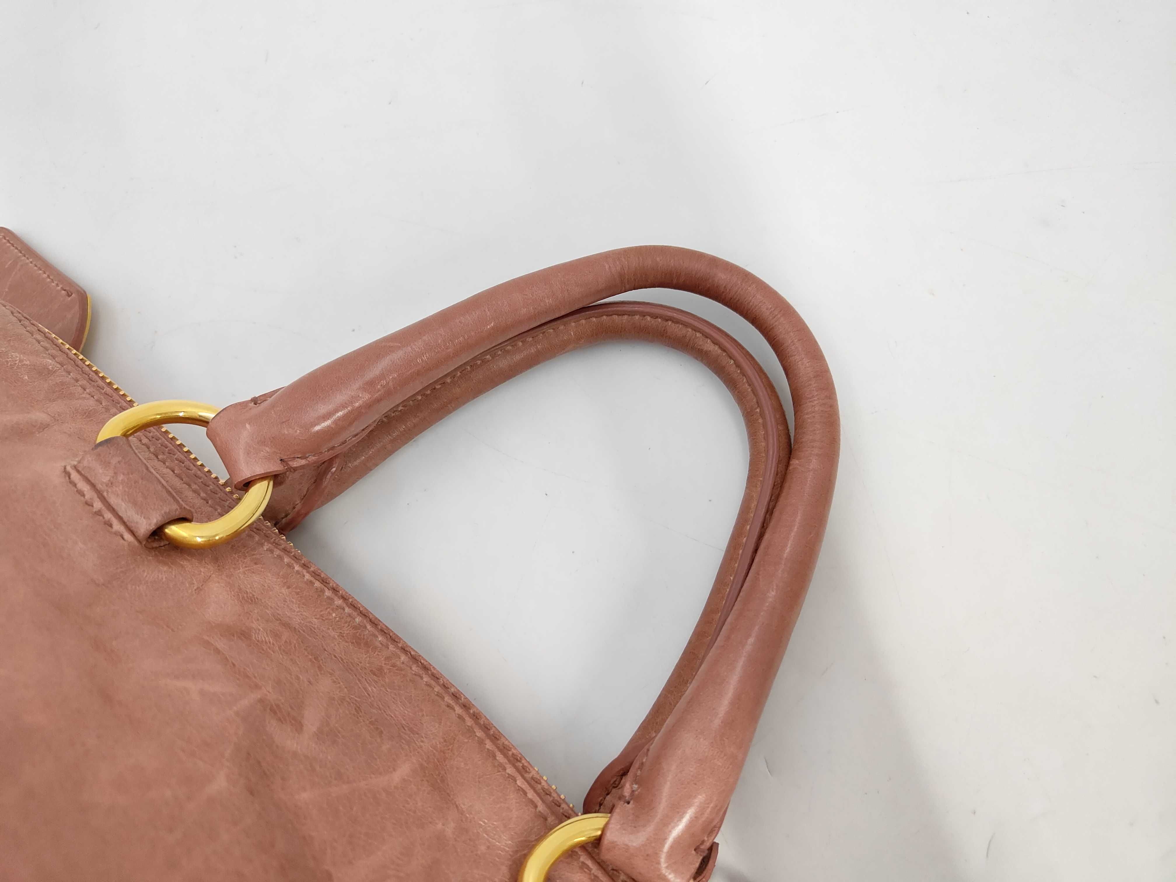 Vitello Shine Leather Pink 2-Way Handbag with Shoulder Strap — view 5