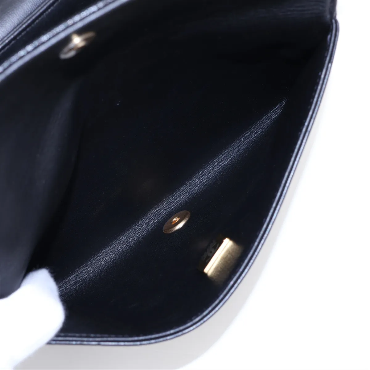 Matelassé Caviar Skin 2-Way Handbag, Black with Gold Hardware, KJNA43GJ, Random Plate — view 10
