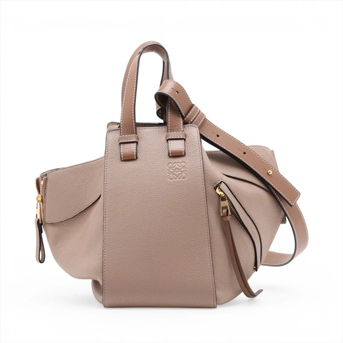Hammock Small Leather 2-Way Shoulder Bag, Greige