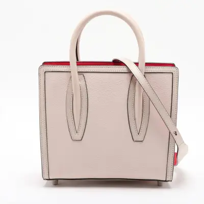 Spike Stud Paloma Medium Leather x Rubber 2-Way Handbag White
