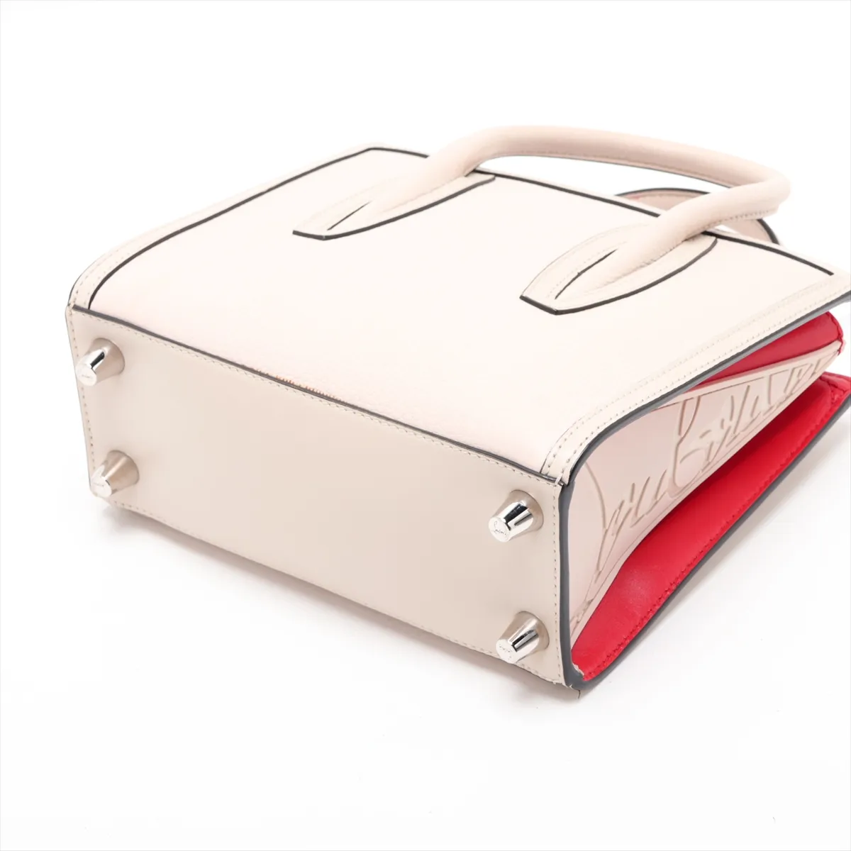 Spike Stud Paloma Medium Leather x Rubber 2-Way Handbag White — view 3