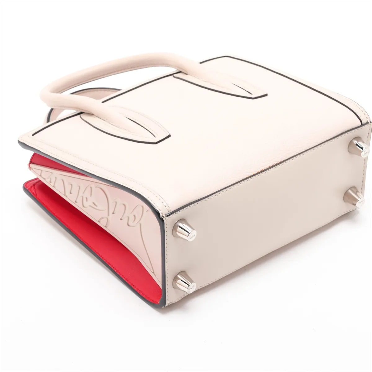 Spike Stud Paloma Medium Leather x Rubber 2-Way Handbag White — view 4