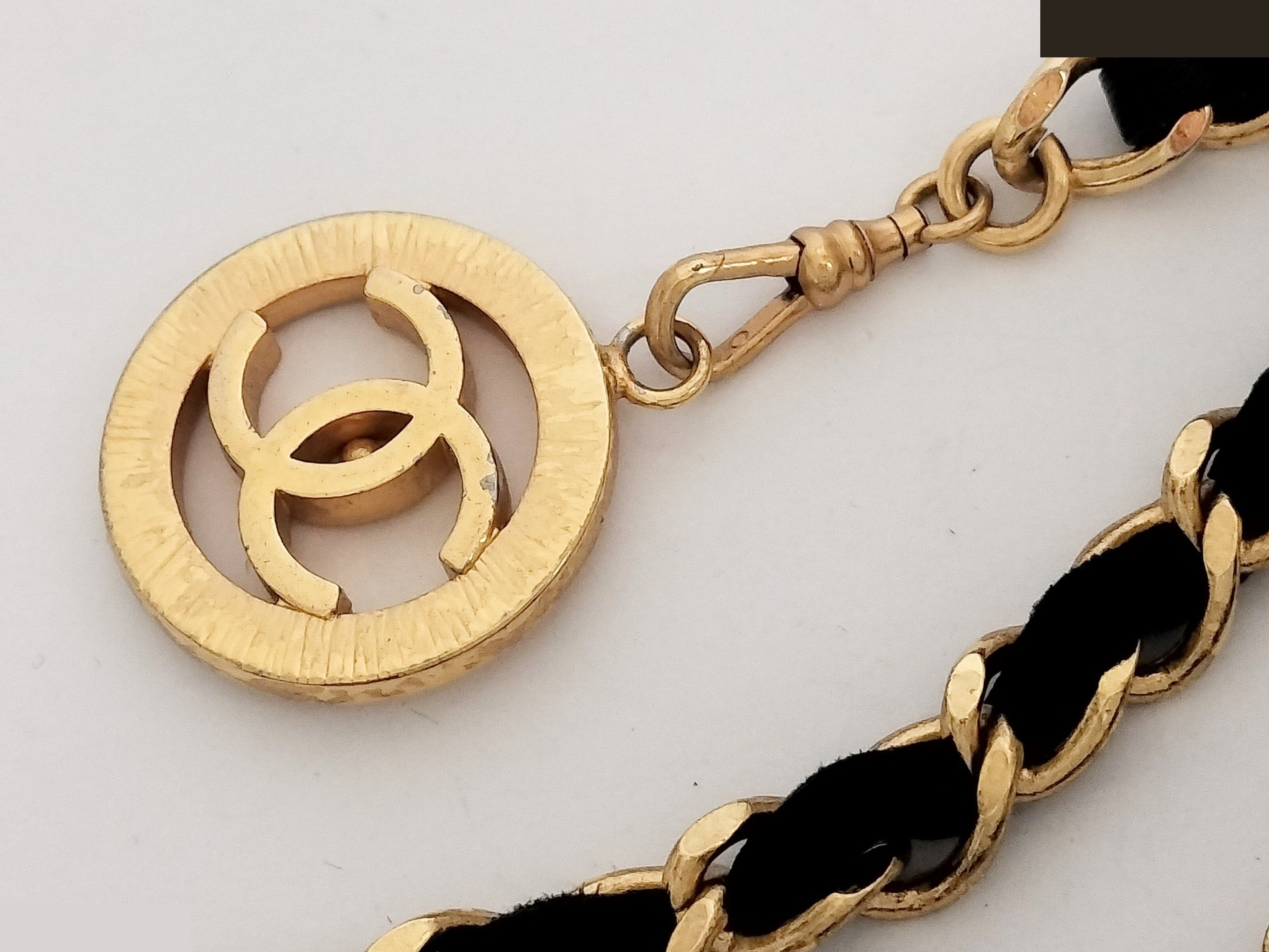 Coco Triple Leather Gold Chain Belt, Total Length Approx. 93cm — view 4