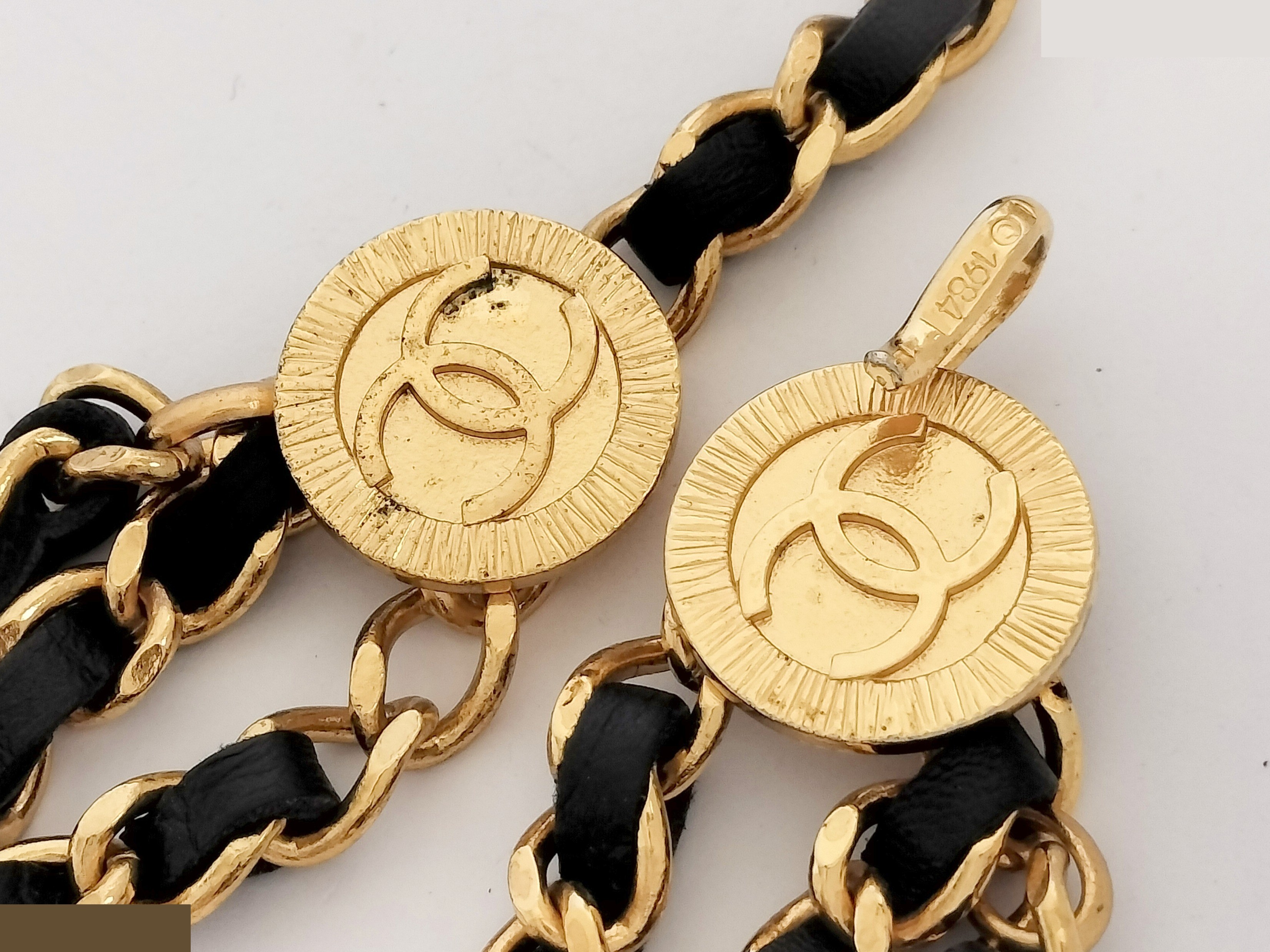 Coco Triple Leather Gold Chain Belt, Total Length Approx. 93cm — view 6
