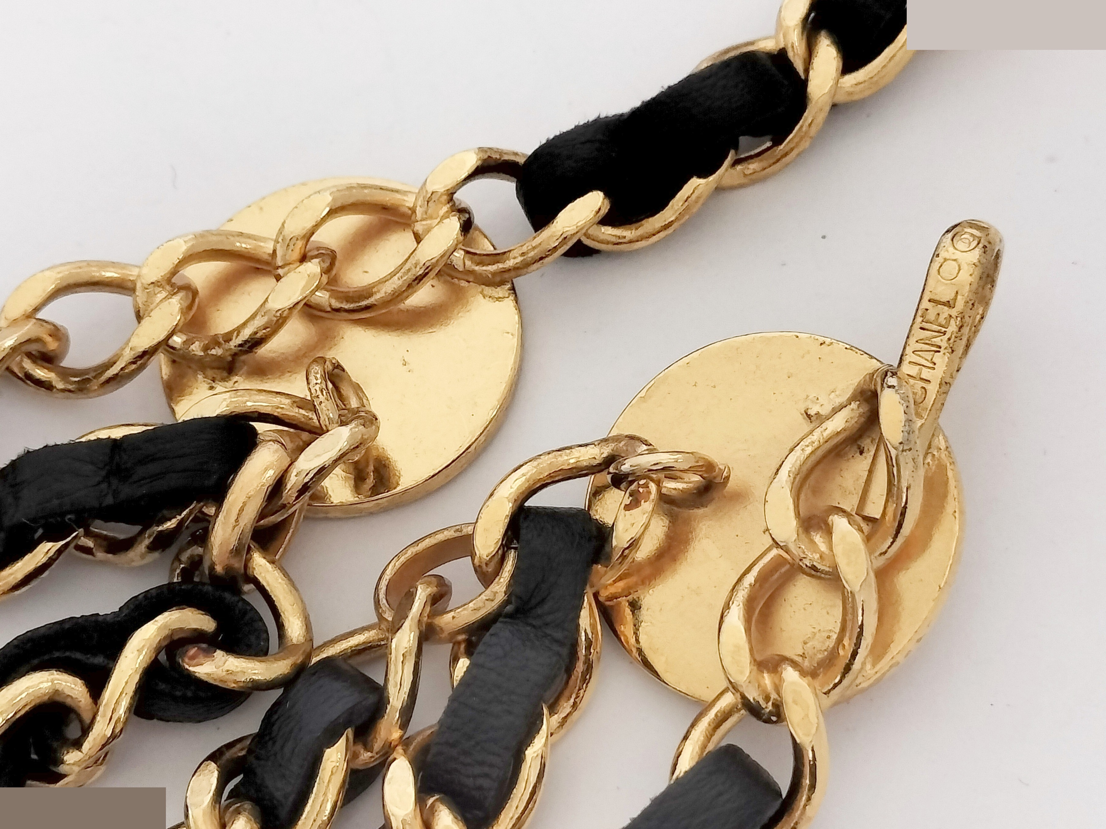 Coco Triple Leather Gold Chain Belt, Total Length Approx. 93cm — view 7