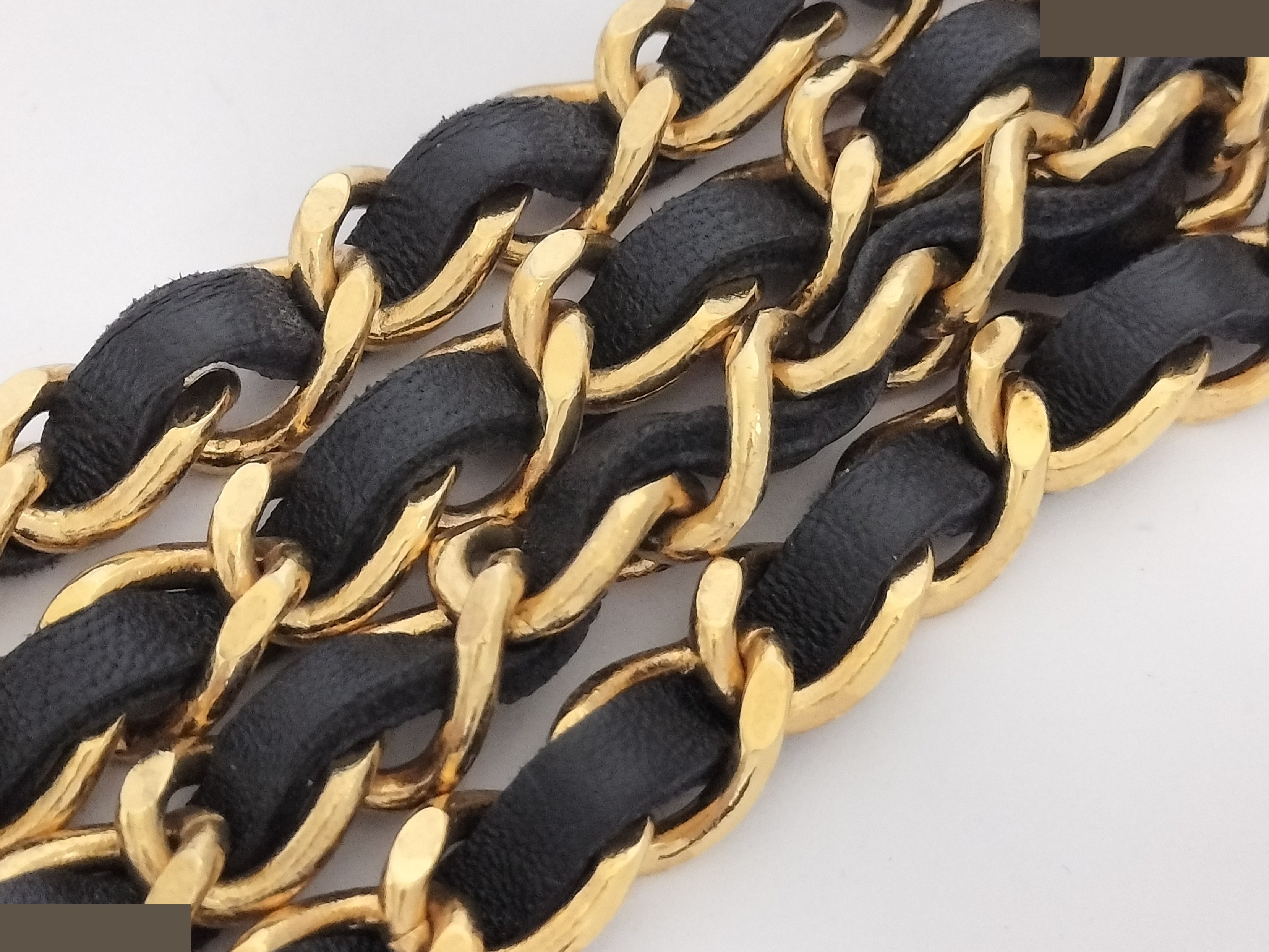 Coco Triple Leather Gold Chain Belt, Total Length Approx. 93cm — view 8
