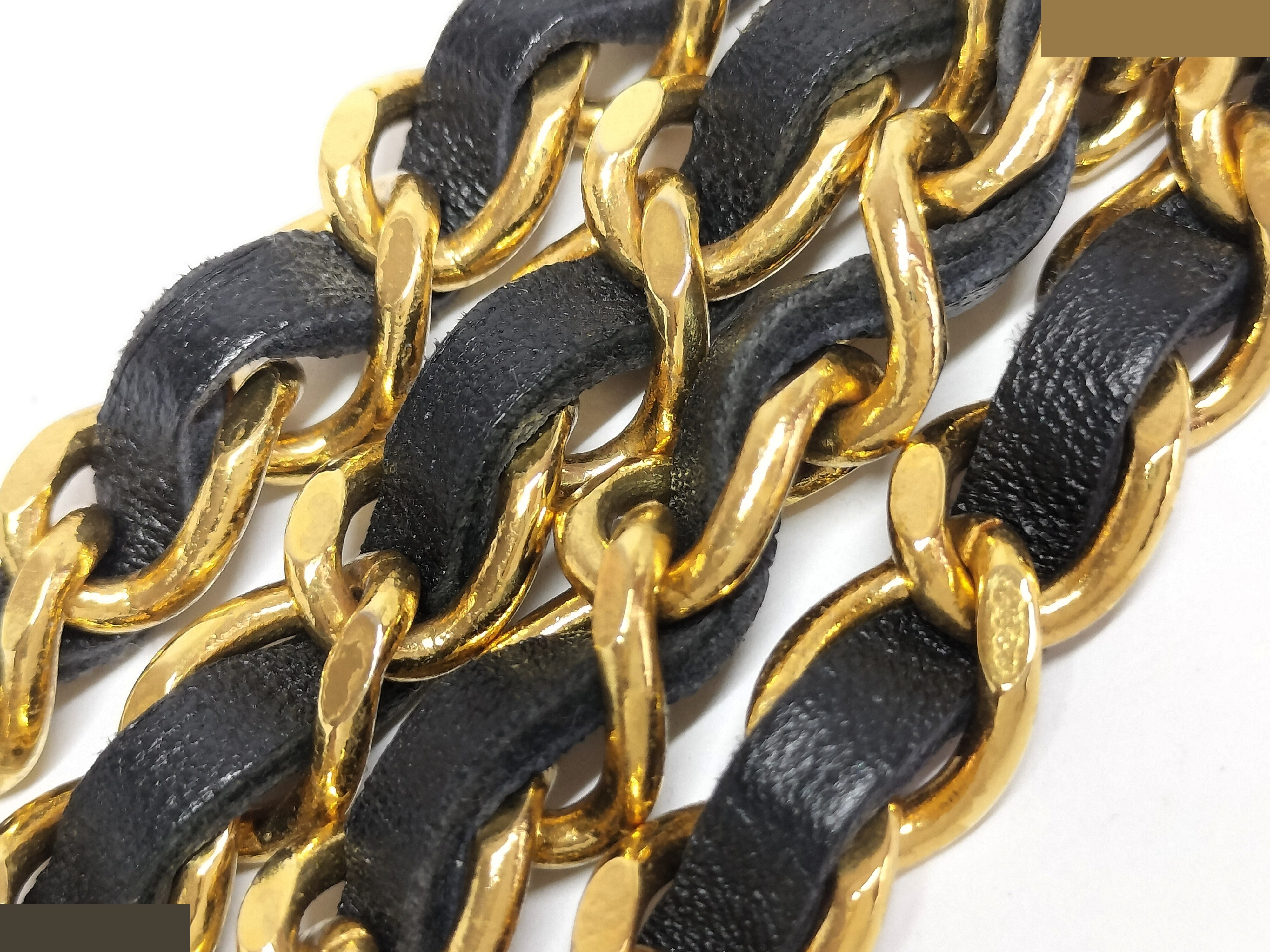 Coco Triple Leather Gold Chain Belt, Total Length Approx. 93cm — view 9