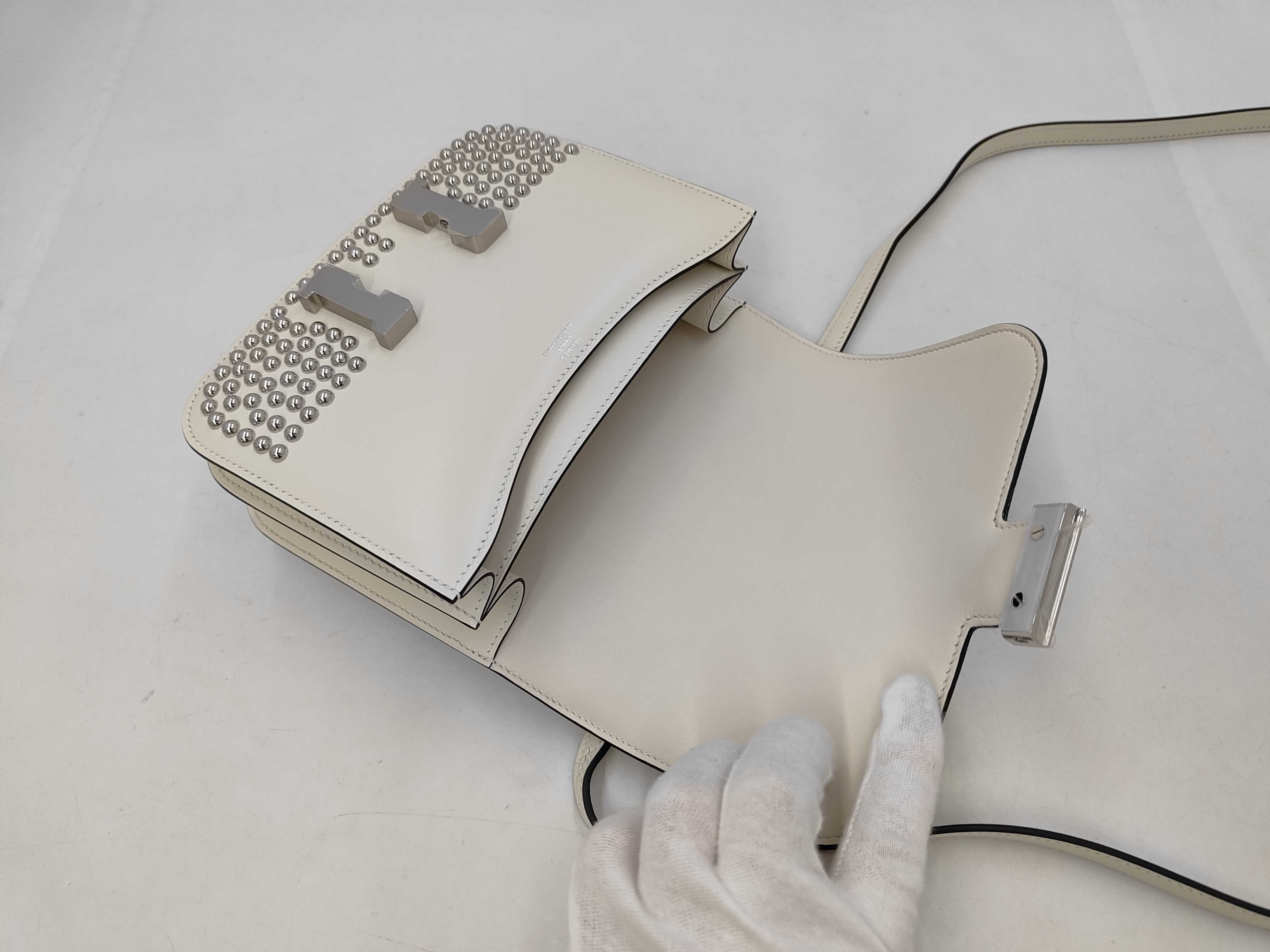 Constance Mini Miroir Cloute Box Calf Cream Silver Hardware G Stamp Shoulder Bag — view 8
