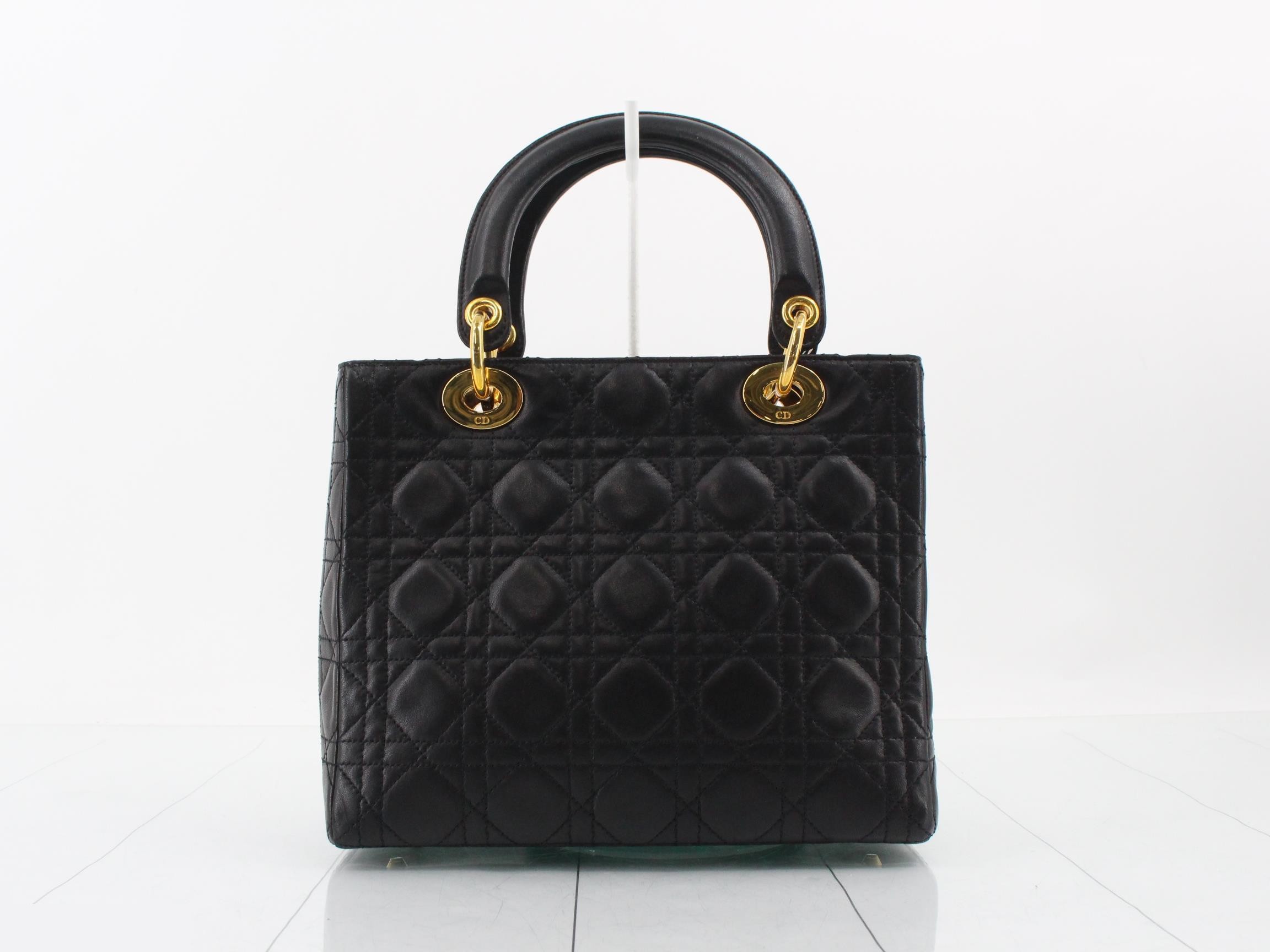 Lady Dior Cannage handbag, black — view 2