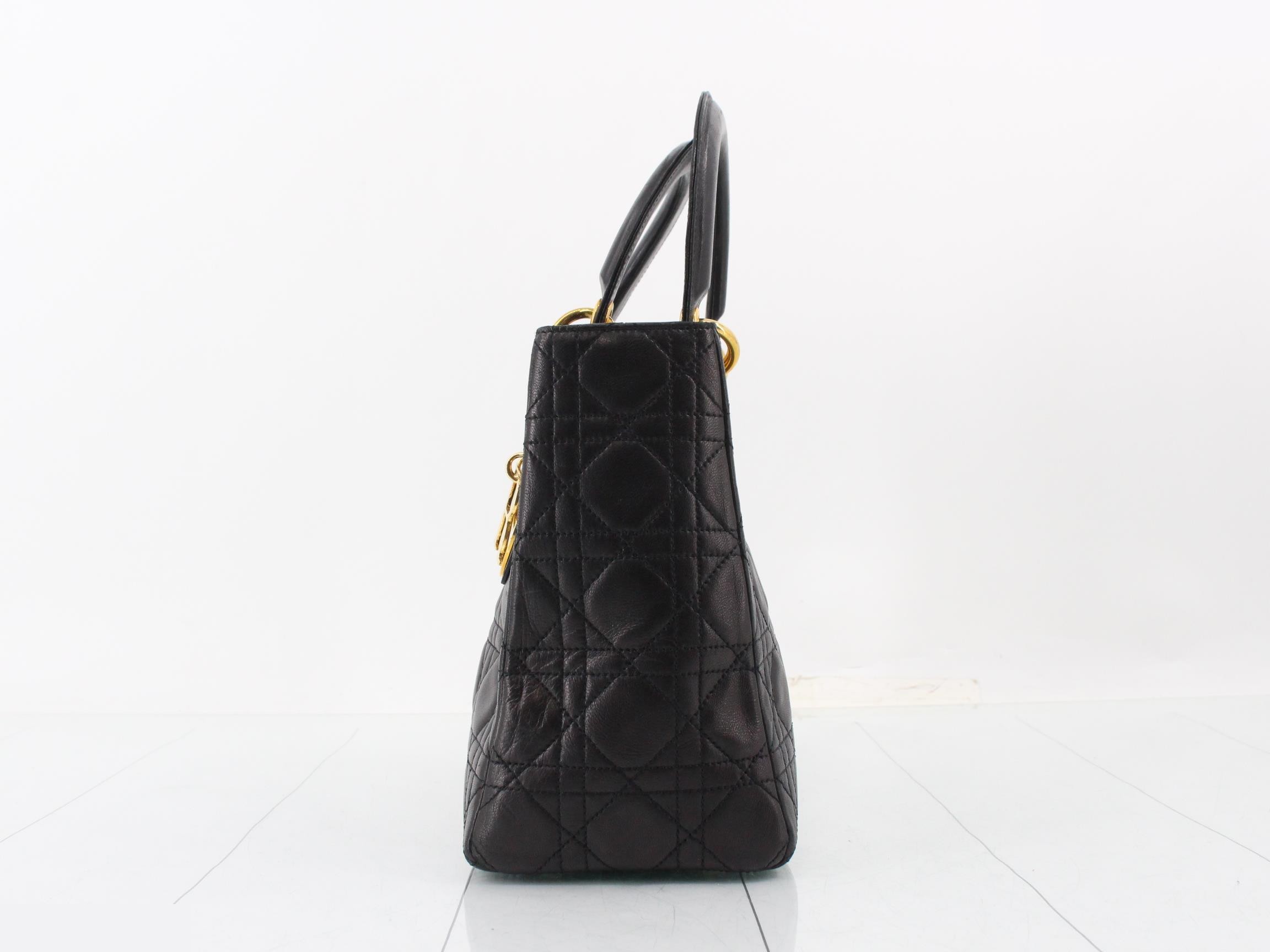 Lady Dior Cannage handbag, black — view 3