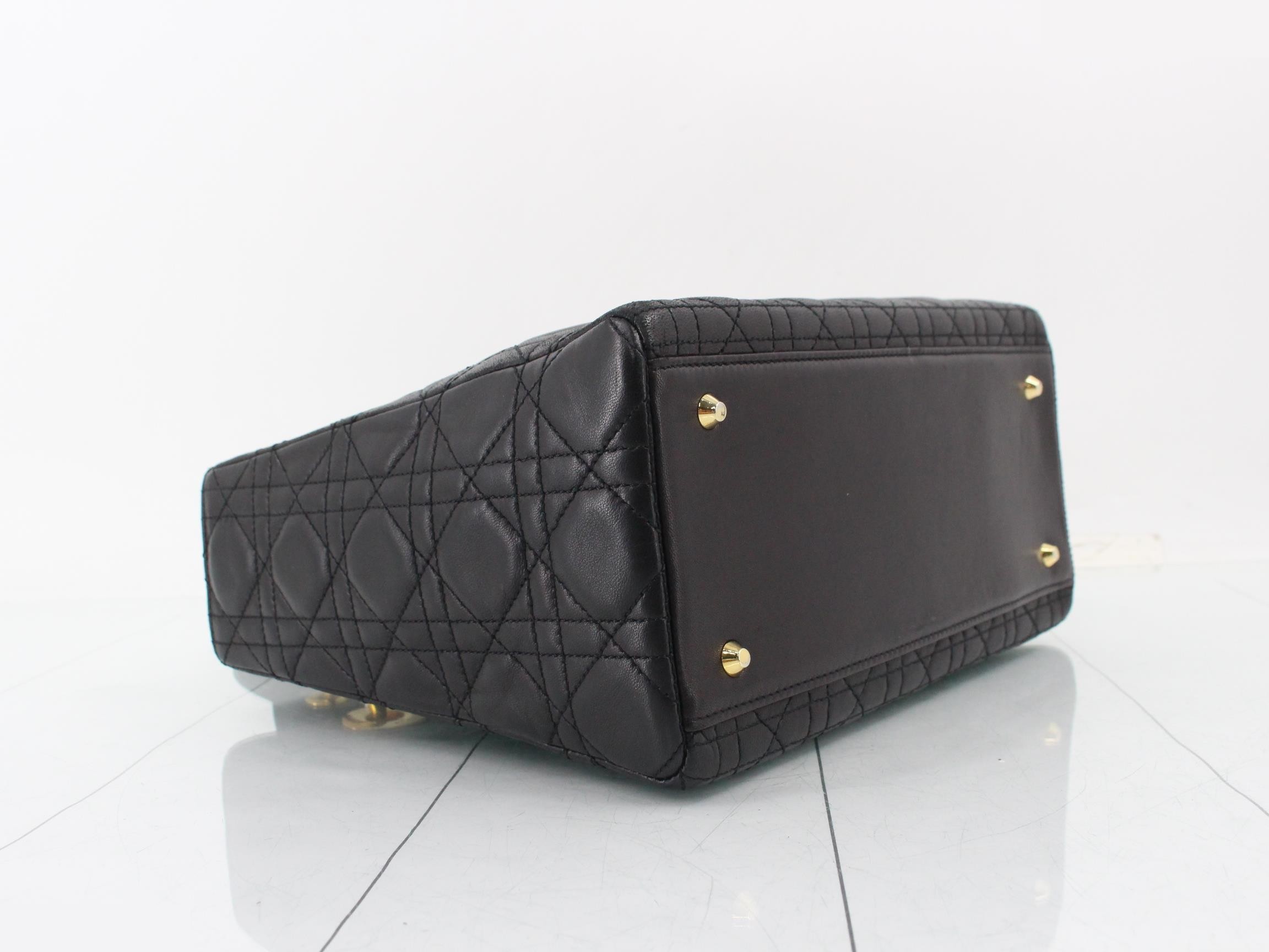 Lady Dior Cannage handbag, black — view 5