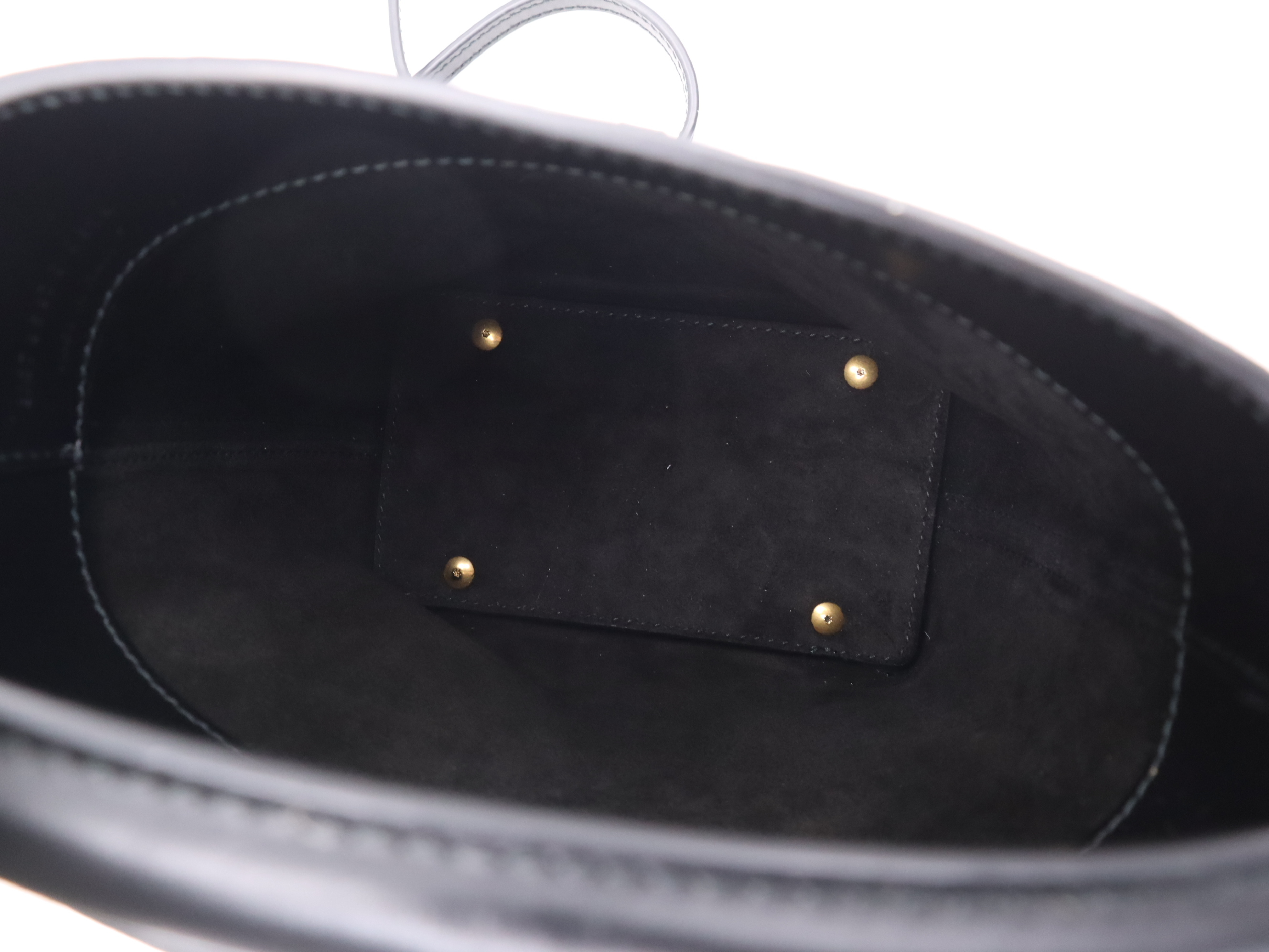 Leather Mini Bucket 2-Way Shoulder Bag, Black with Gold Hardware — view 11