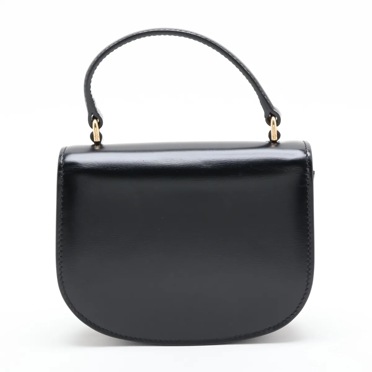 Triomphe Mini Besace Leather 2-Way Handbag, Black — view 2
