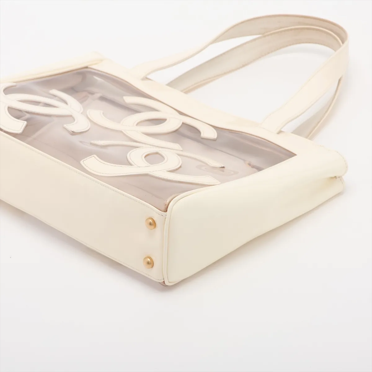 Triple Coco Patent Leather x Vinyl Tote Bag, Beige, Gold Hardware, 9631491, Series 9 — view 3