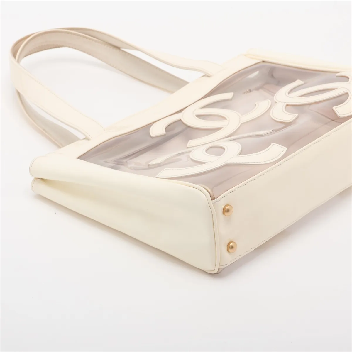 Triple Coco Patent Leather x Vinyl Tote Bag, Beige, Gold Hardware, 9631491, Series 9 — view 4