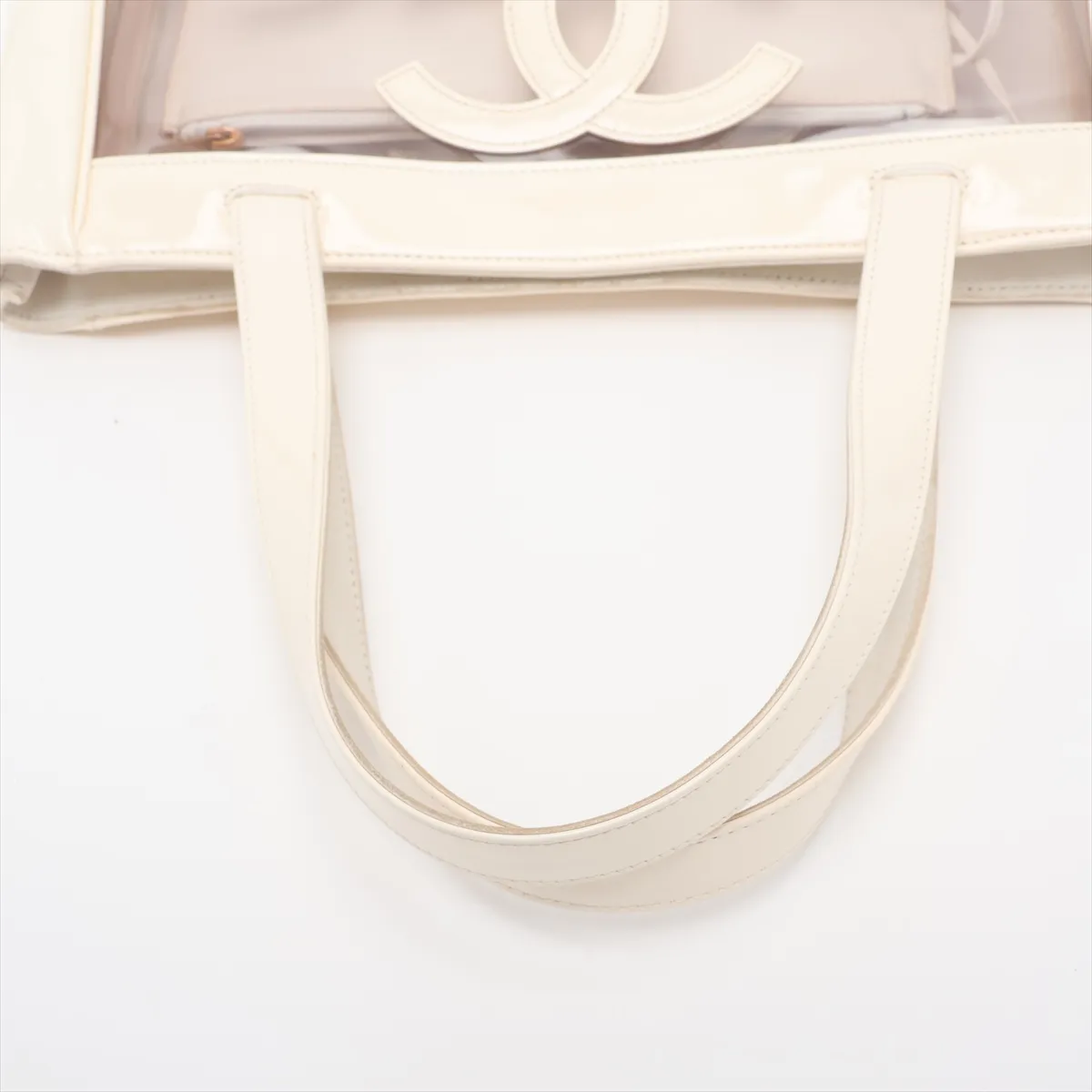 Triple Coco Patent Leather x Vinyl Tote Bag, Beige, Gold Hardware, 9631491, Series 9 — view 5