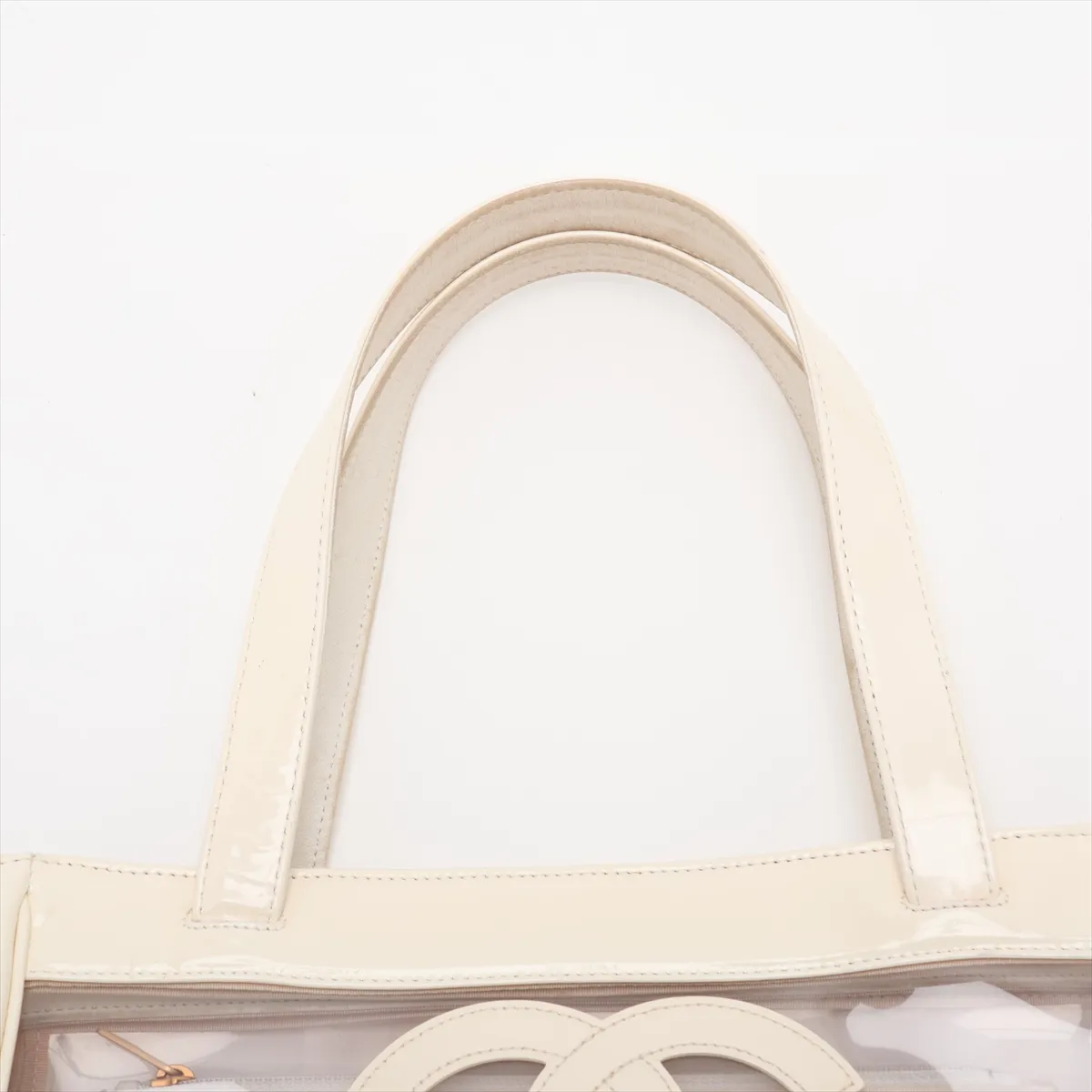 Triple Coco Patent Leather x Vinyl Tote Bag, Beige, Gold Hardware, 9631491, Series 9 — view 6