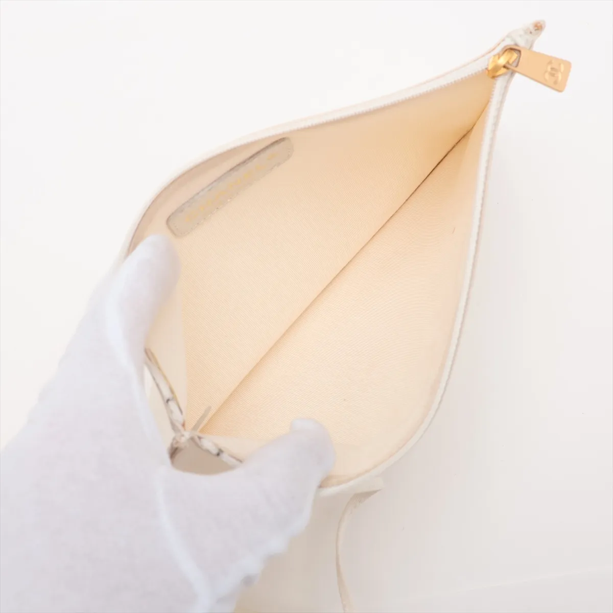 Triple Coco Patent Leather x Vinyl Tote Bag, Beige, Gold Hardware, 9631491, Series 9 — view 8