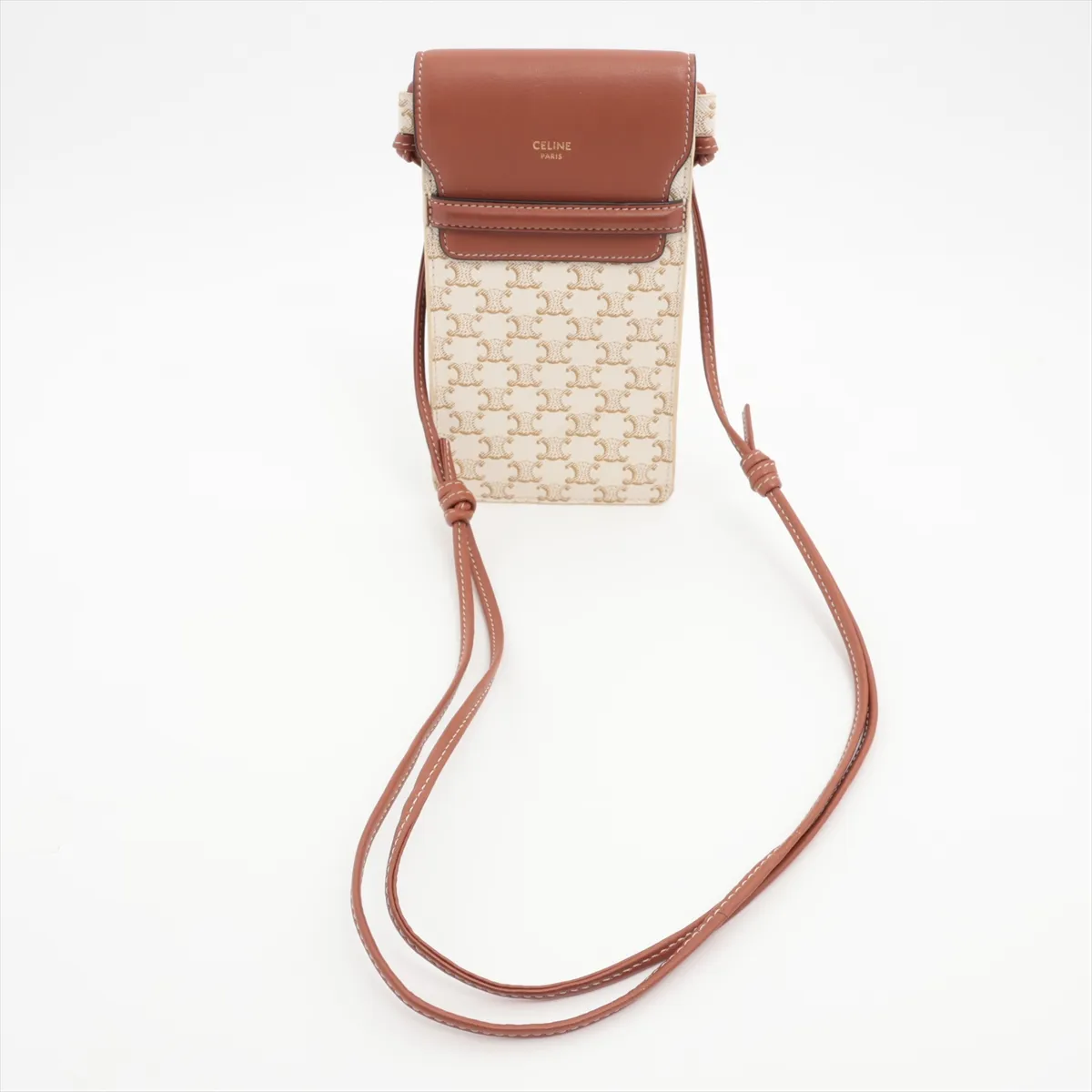 Triomphe PVC x Leather Phone Pouch Brown — view 7